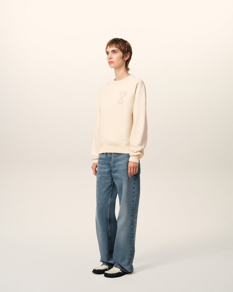 BEIGE COTTON AMI DE COEUR PATCH SWEATSHIRT 6