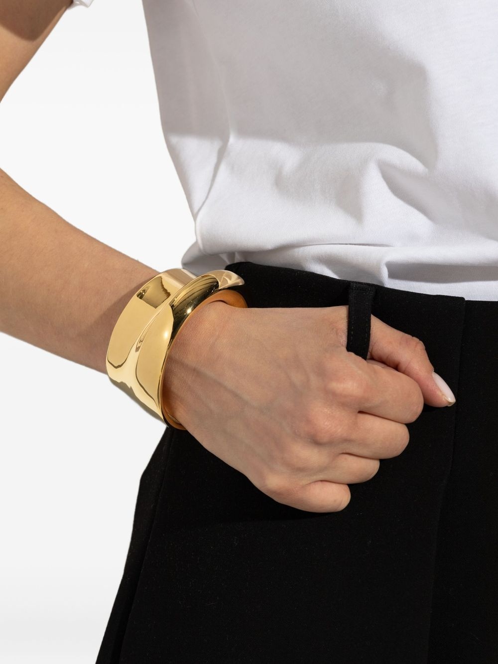 curved gold bracelet - 2
