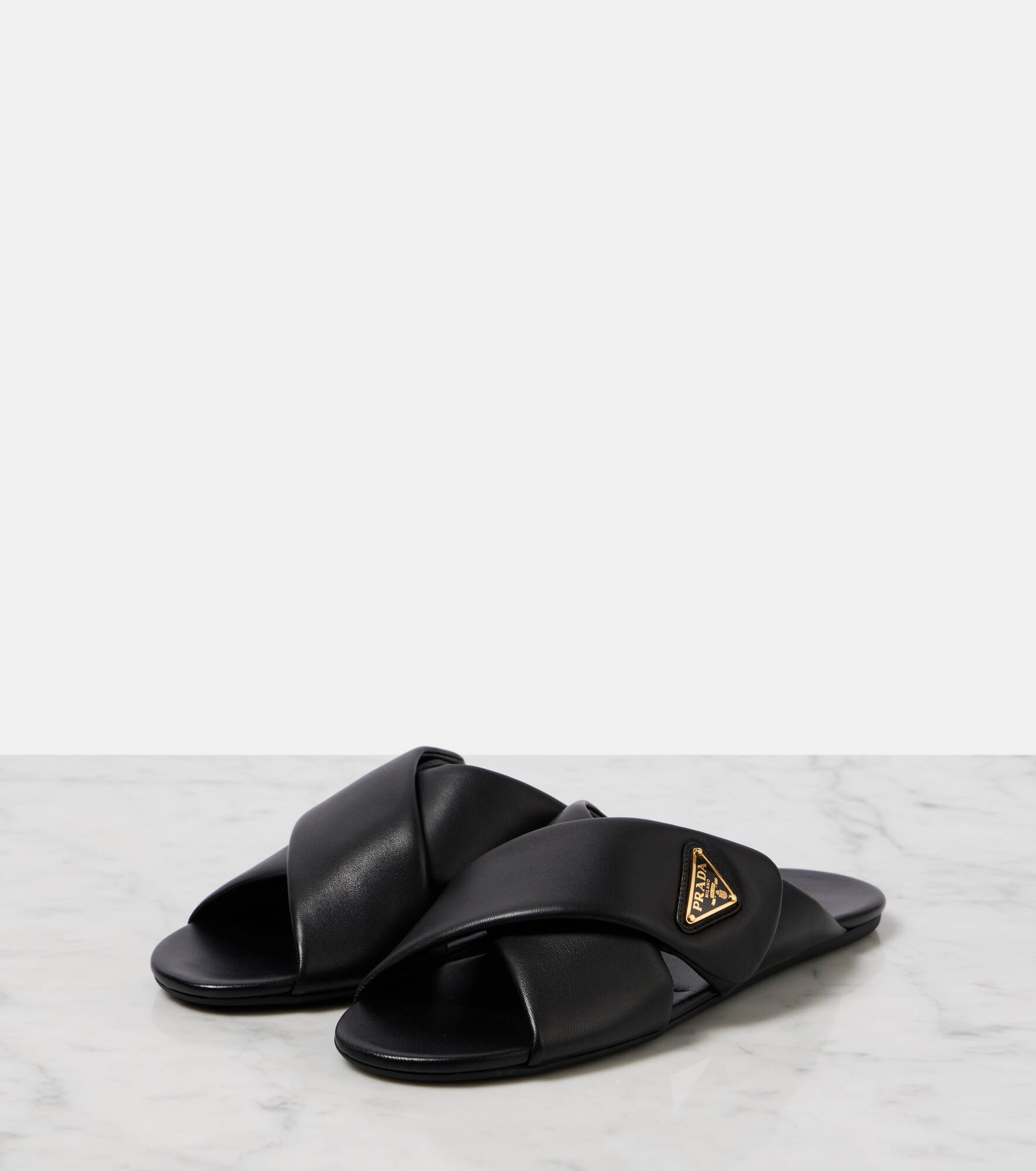 Logo leather slides - 4