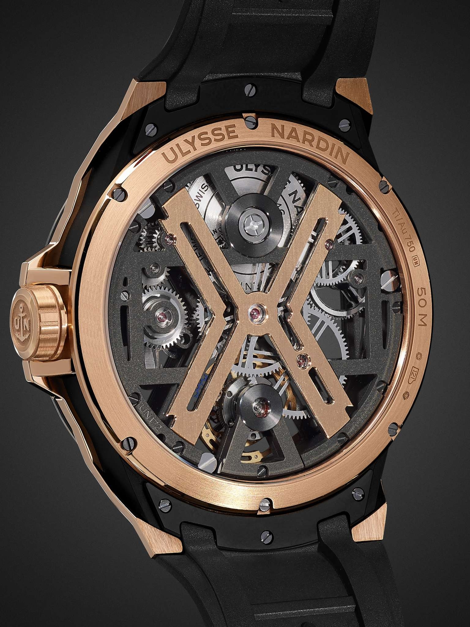 Blast Automatic Tourbillon Skeleton 45mm 18-Karat Rose Gold, Titanium and Rubber Watch, Ref. No. 172 - 5