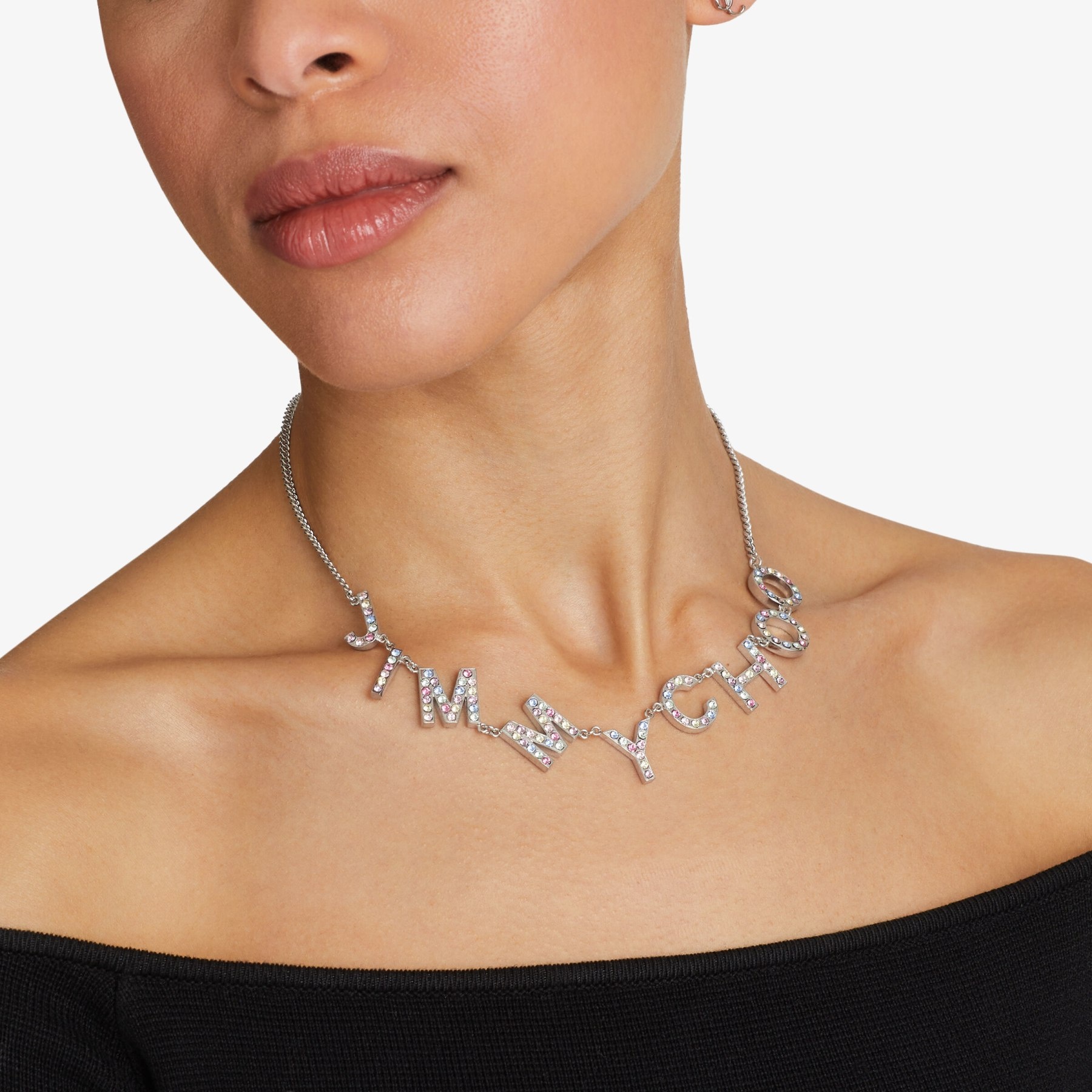 Jimmy Choo Necklace
Silver-Finish Metal Jimmy Choo Chain Necklace with Multi-colour Crystals - 2