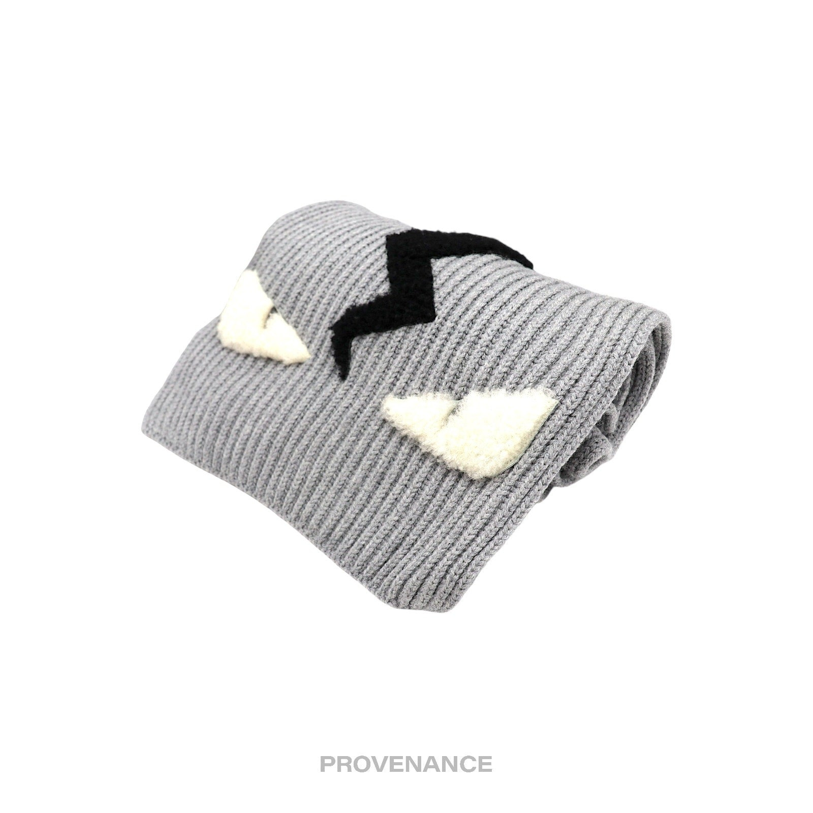 FENDI Eye Monster Wool Scarf - Grey - 2