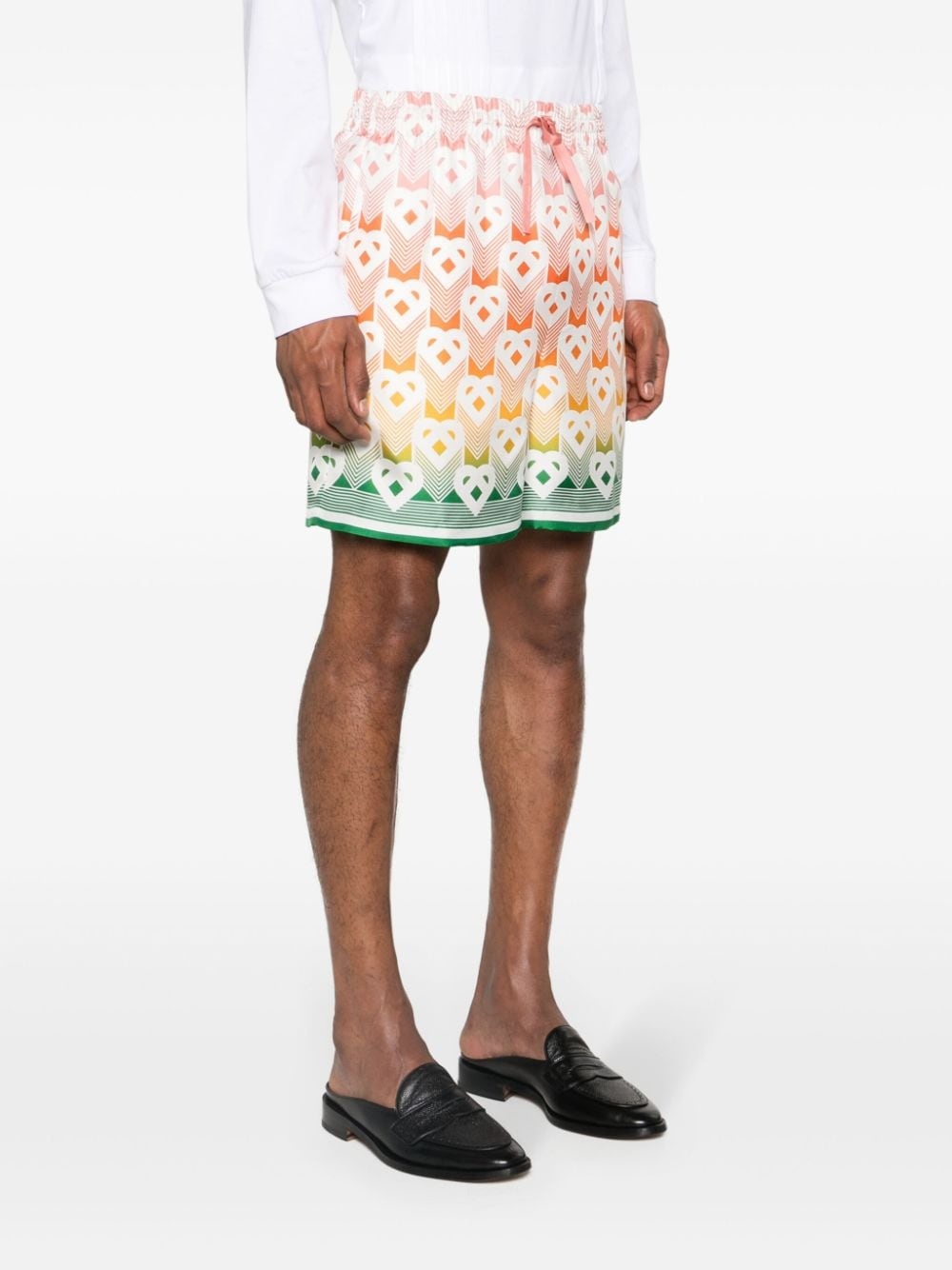 Heart-monogram silk shorts - 3