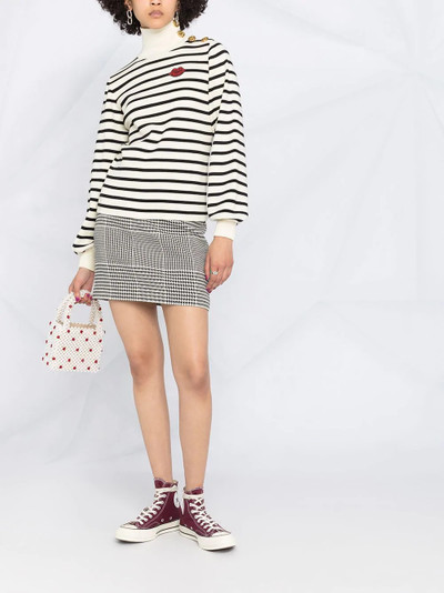 REDValentino buttoned-shoulder striped jumper outlook