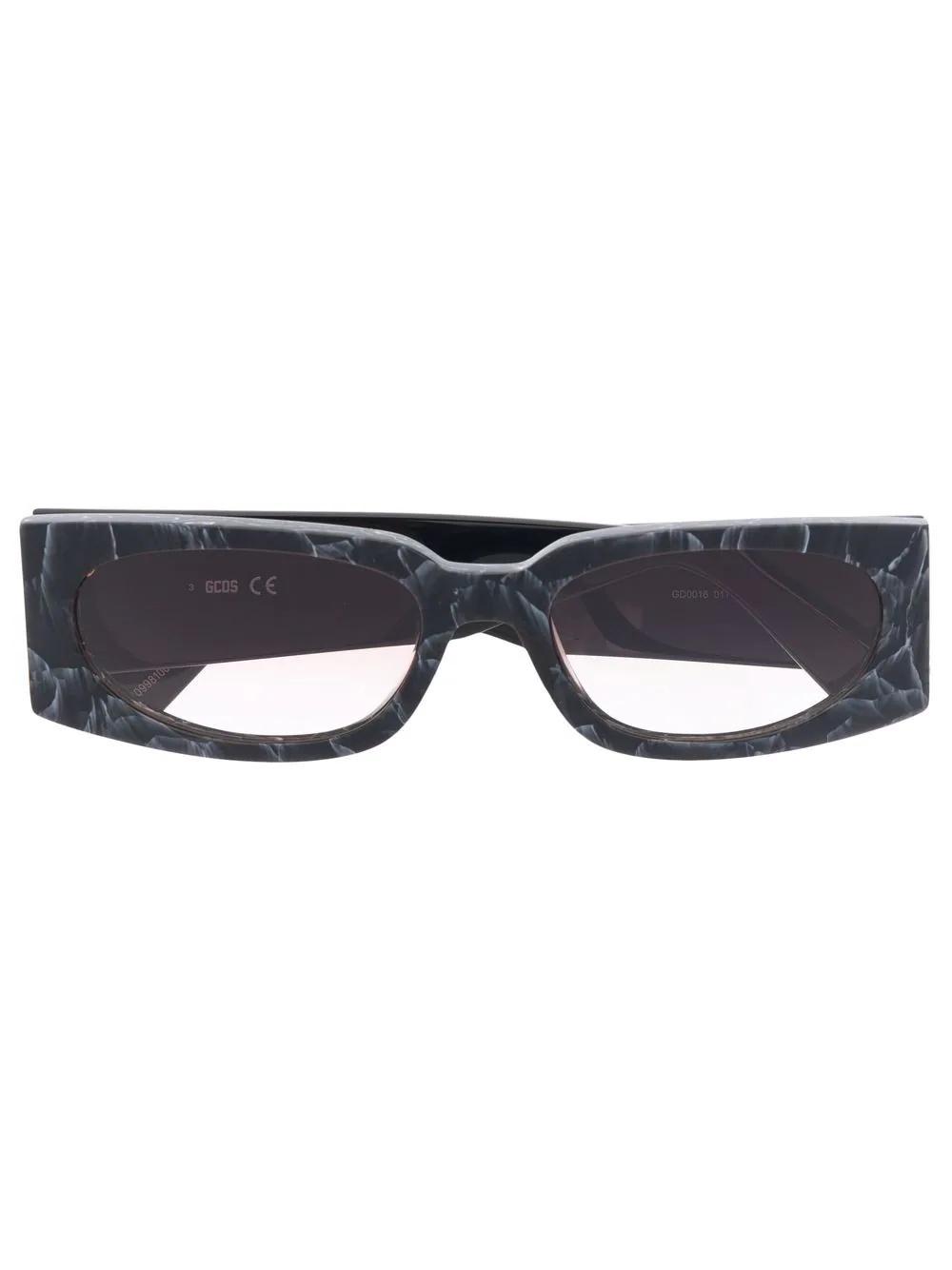 marble-effect rectangular-frame sunglasses - 1