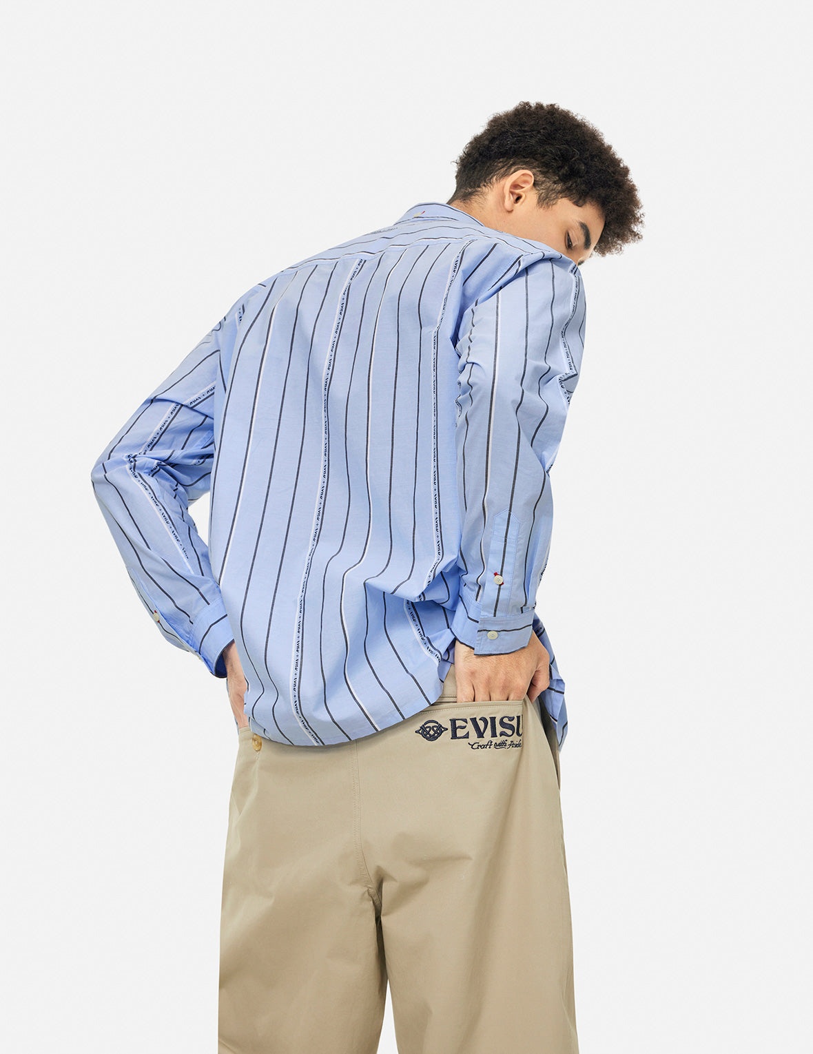 Striped Yarn Dyed Logo and Seagull Embroidery Fashion Fit Shirt - 6