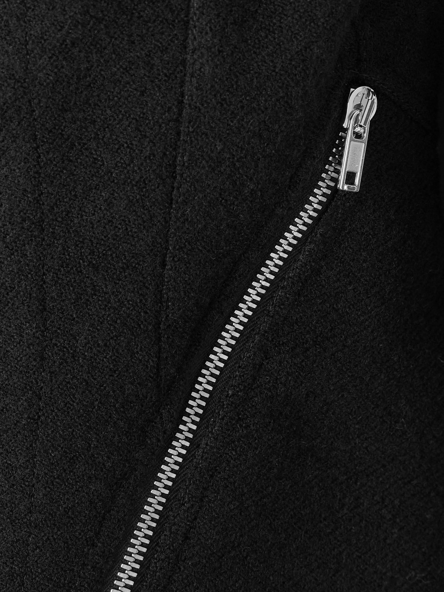 Giacca satin-trimmed boiled-wool turtleneck jacket Black - 4