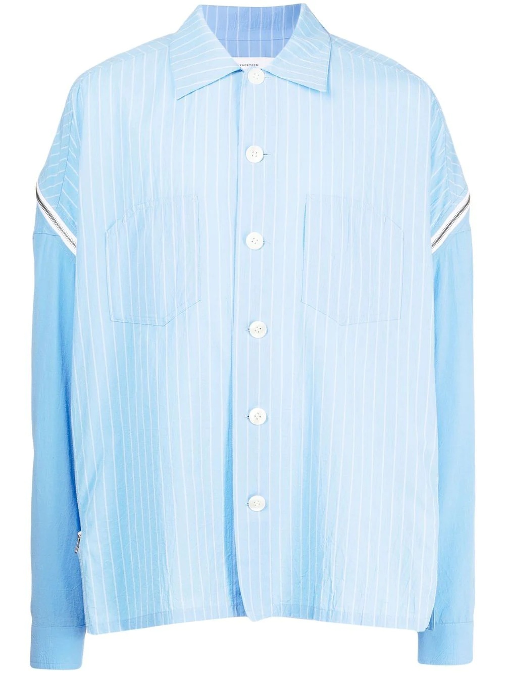 zip-sleeve striped shirt - 1