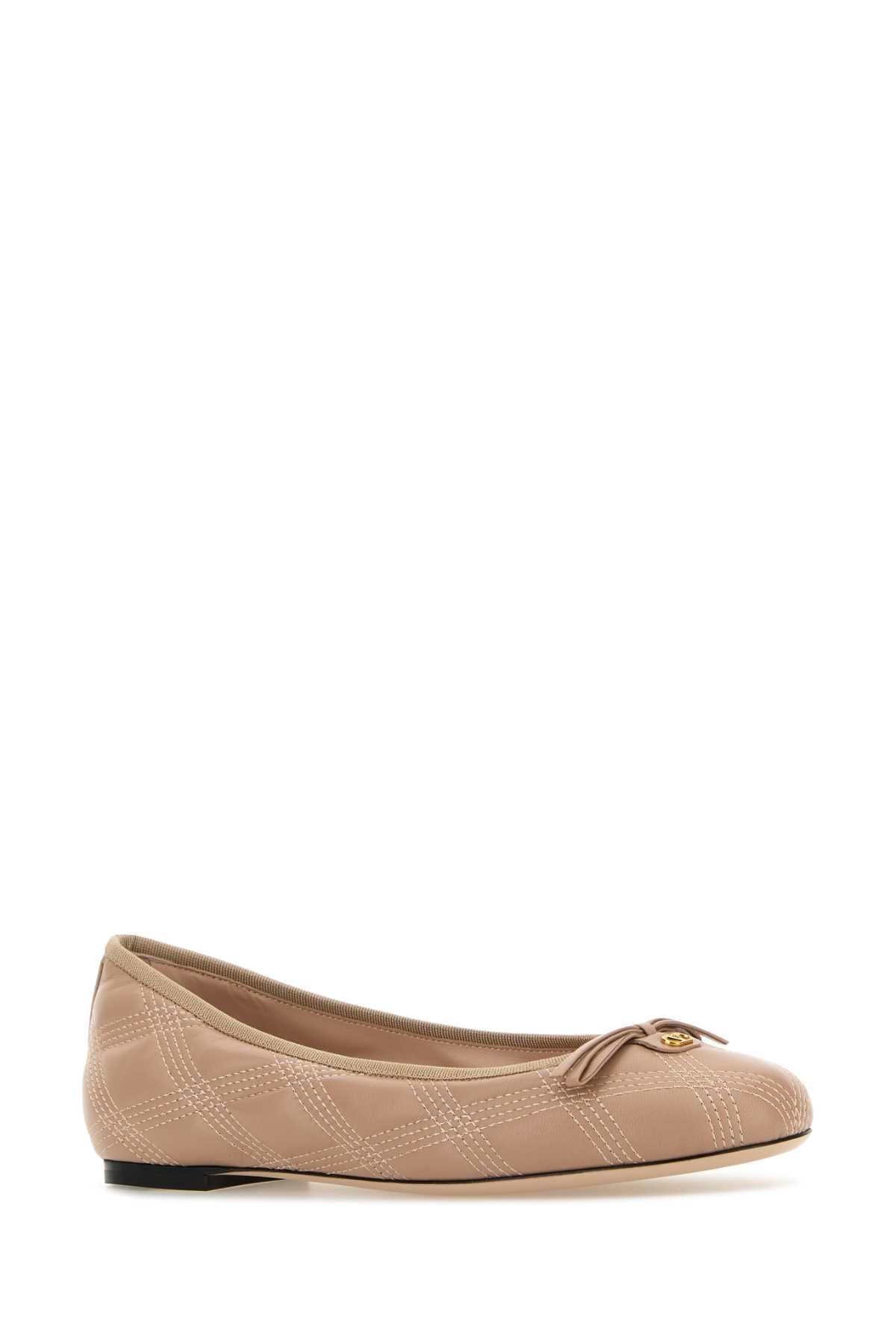 Valentino Garavani Women Powder Pink Leather Ballerinas - 2