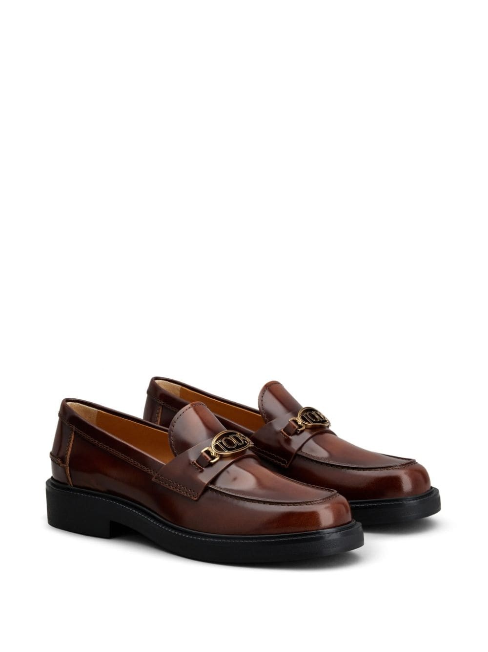 logo-plaque leather loafers - 2