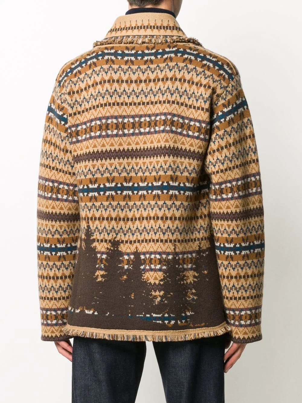 rustic intarsia cashmere cardigan - 4