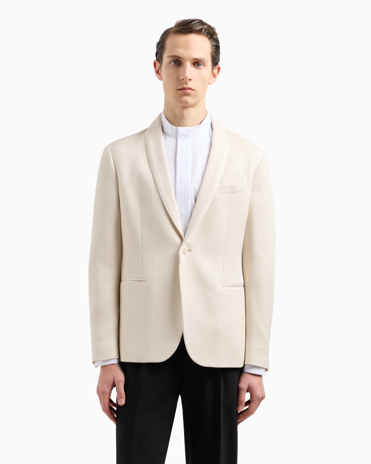 SINGLE-BREASTED JACKET IN A SILK BLEND - 4