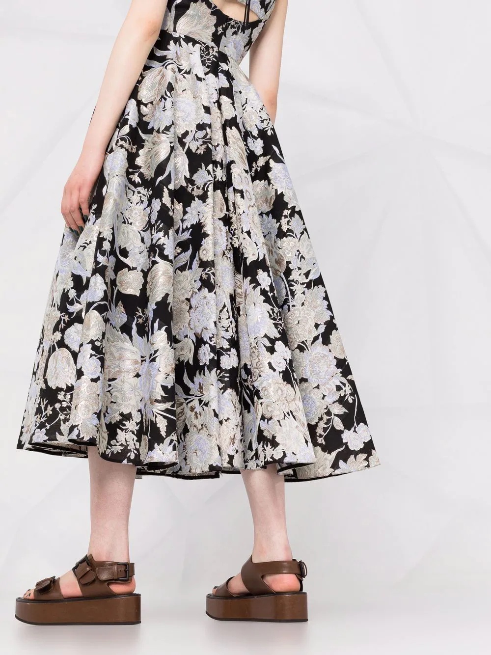 Rea floral-jacquard flared dress - 3