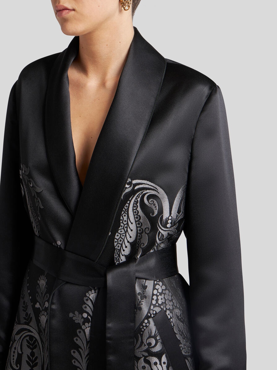 SATIN JACQUARD DUSTER COAT - 2