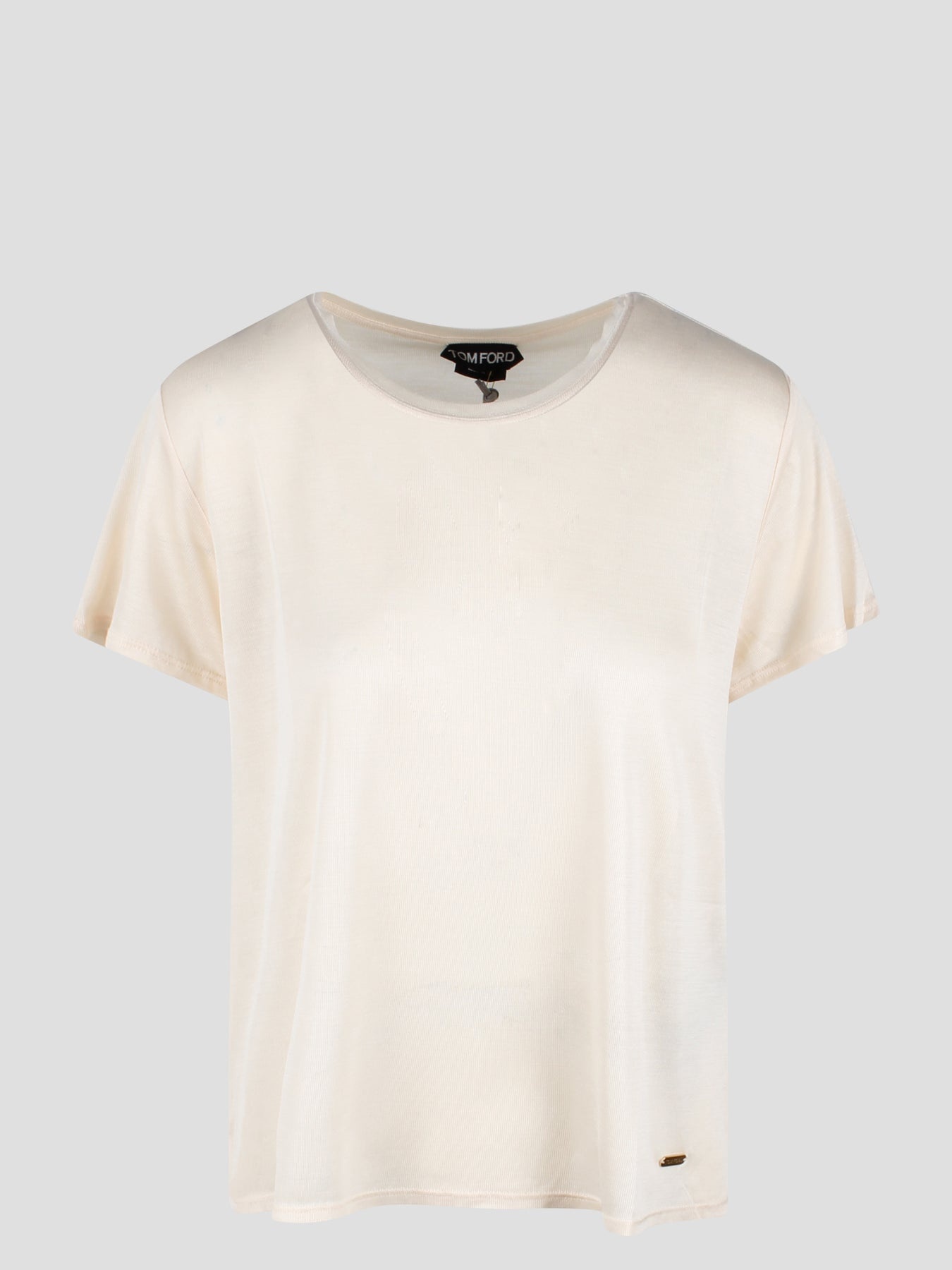 Micro-rib silk jersey crewneck t-shirt - 1