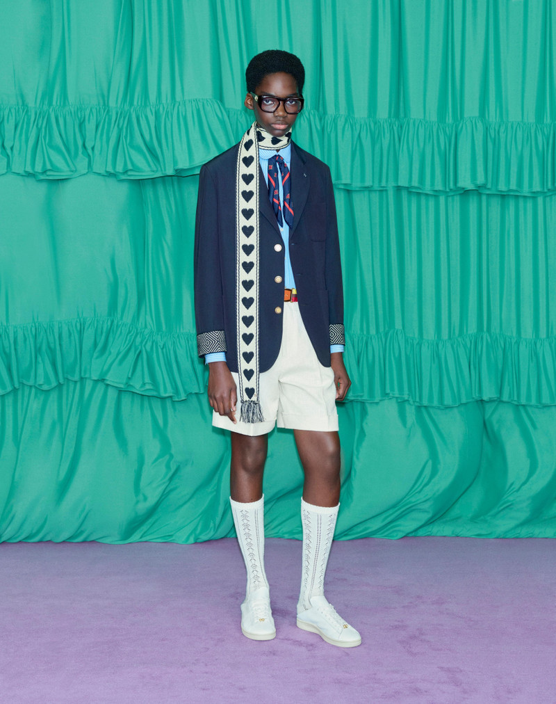 SINGLE-BREASTED WOOL AND COTTON JACKET WITH JACQUARD TRIMMINGS 8