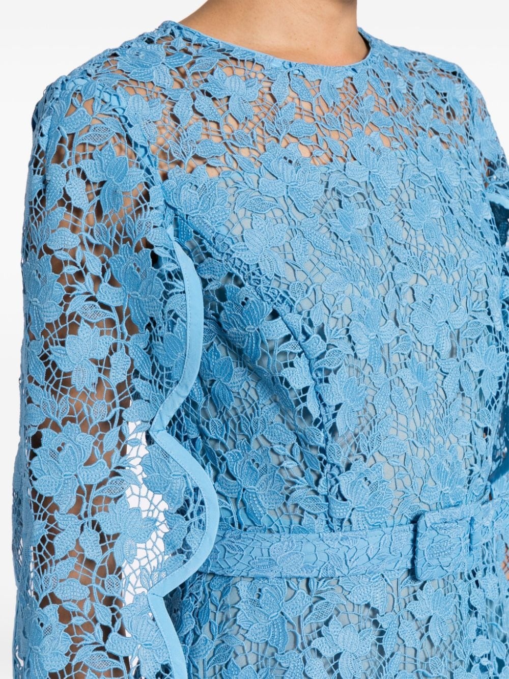 floral-lace belted midi dress - 5