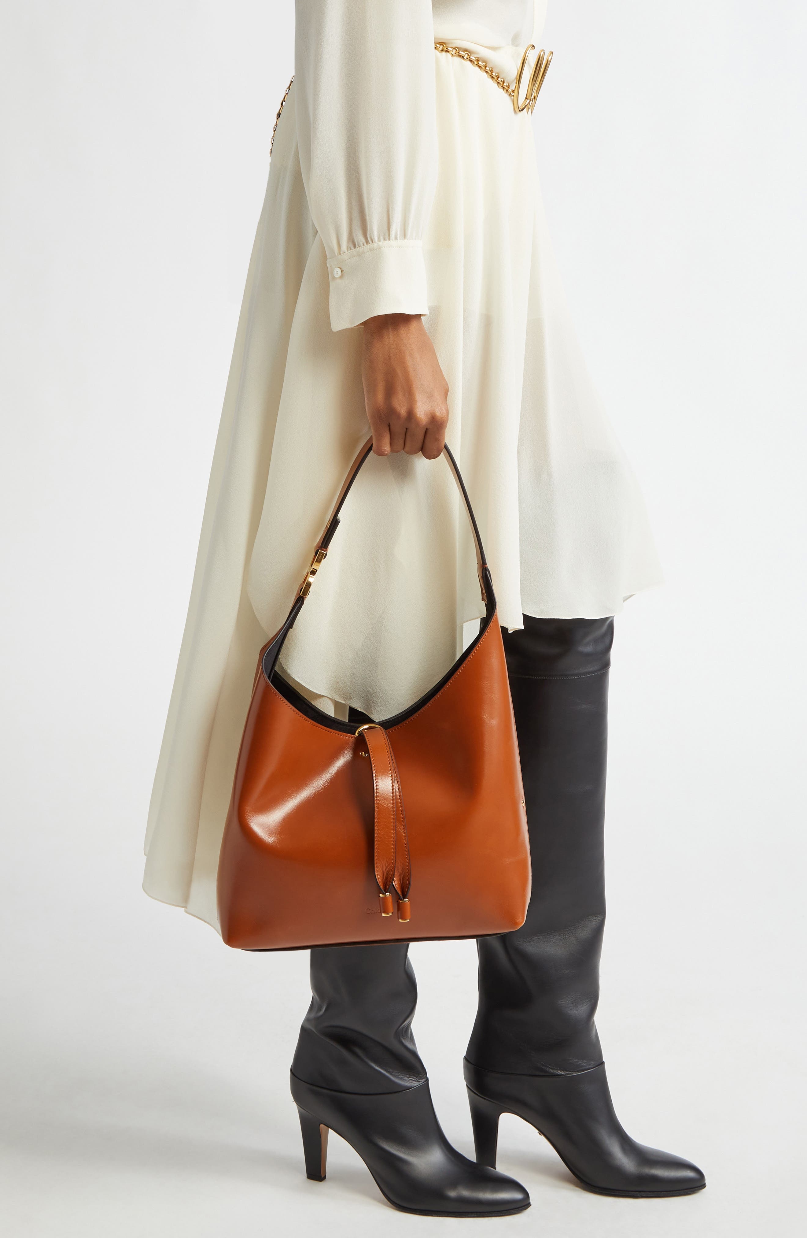 Chloé Small Marcie Leather Hobo Bag in 26M Clay Brown at Nordstrom - 3