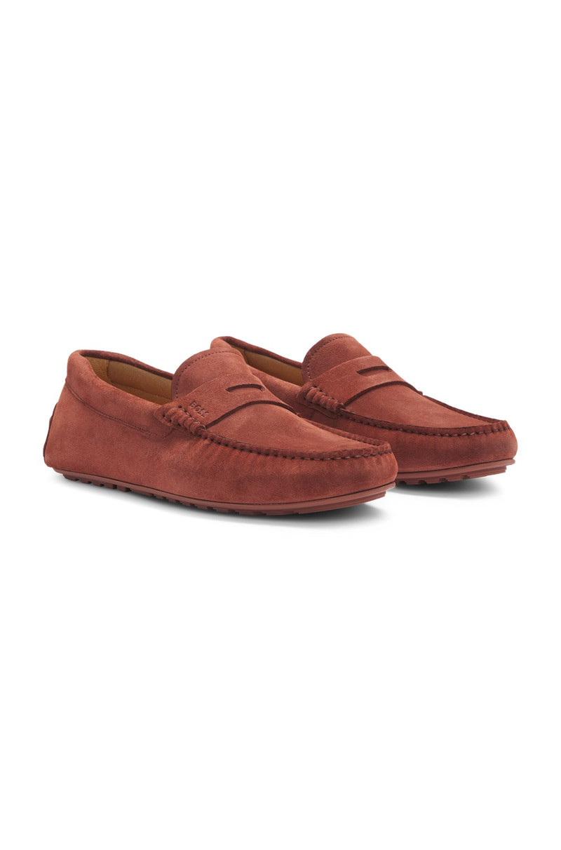 PORTUGUESE-CRAFTED MOCCASIN LOAFERS IN SUEDE WITH PENNY TRIM 2
