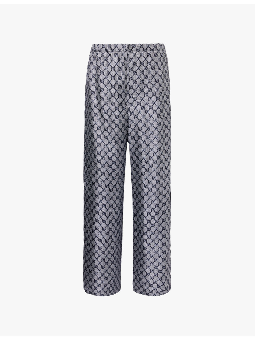 Supreme branded-pattern wide-leg silk trousers - 1