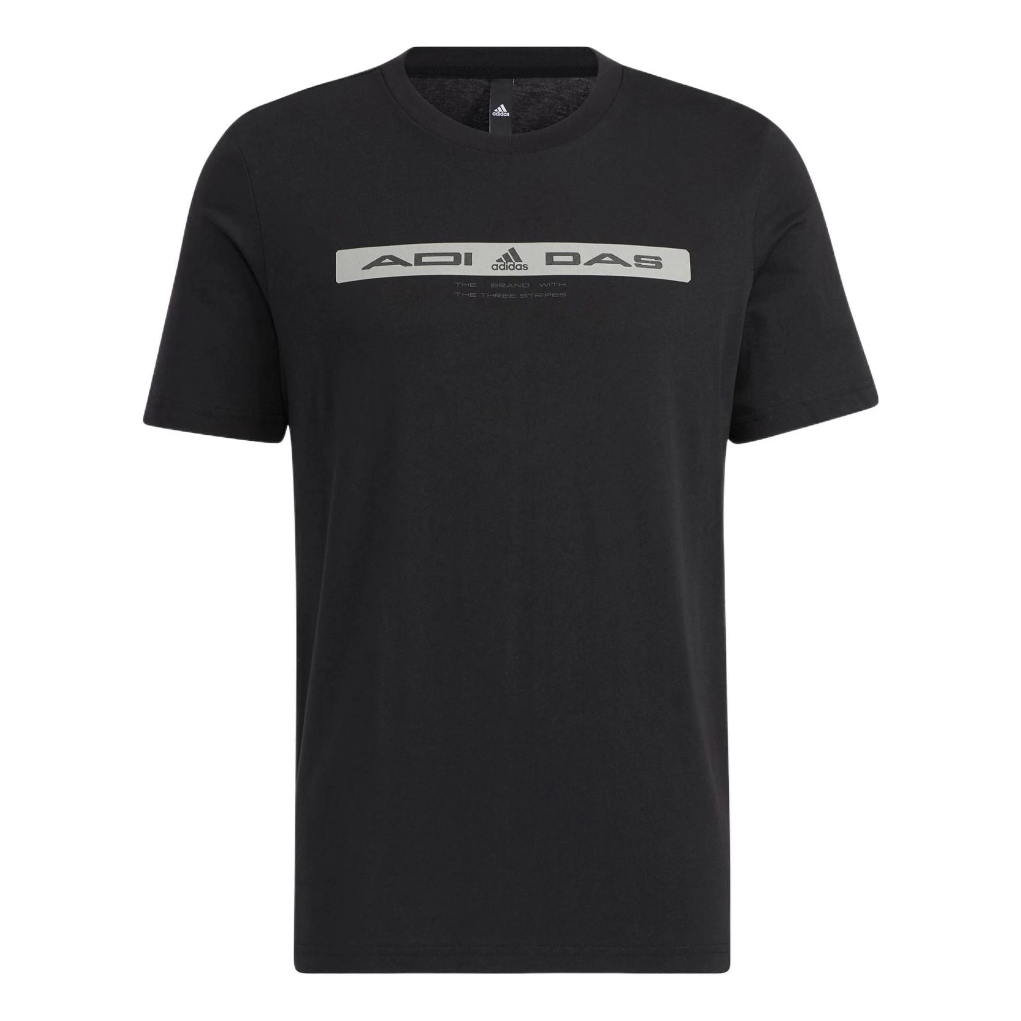 adidas Alphabet Pattern Printing Round Neck Short Sleeve Black HE9944 - 1