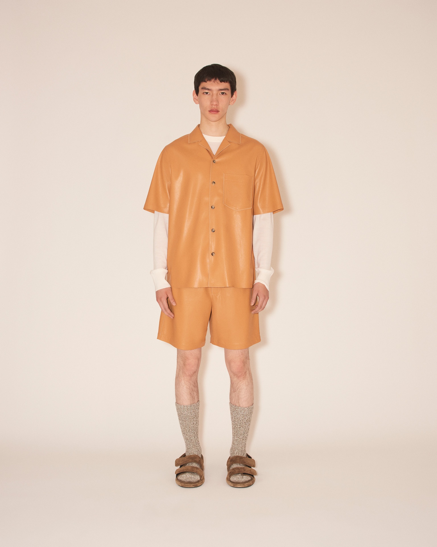 BODIL - OKOBOR™ alt-leather shirt - Tan - 2