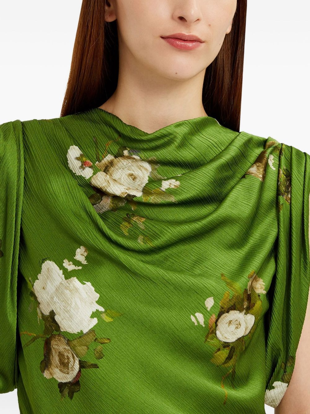 cowl-neck rose-print top - 4