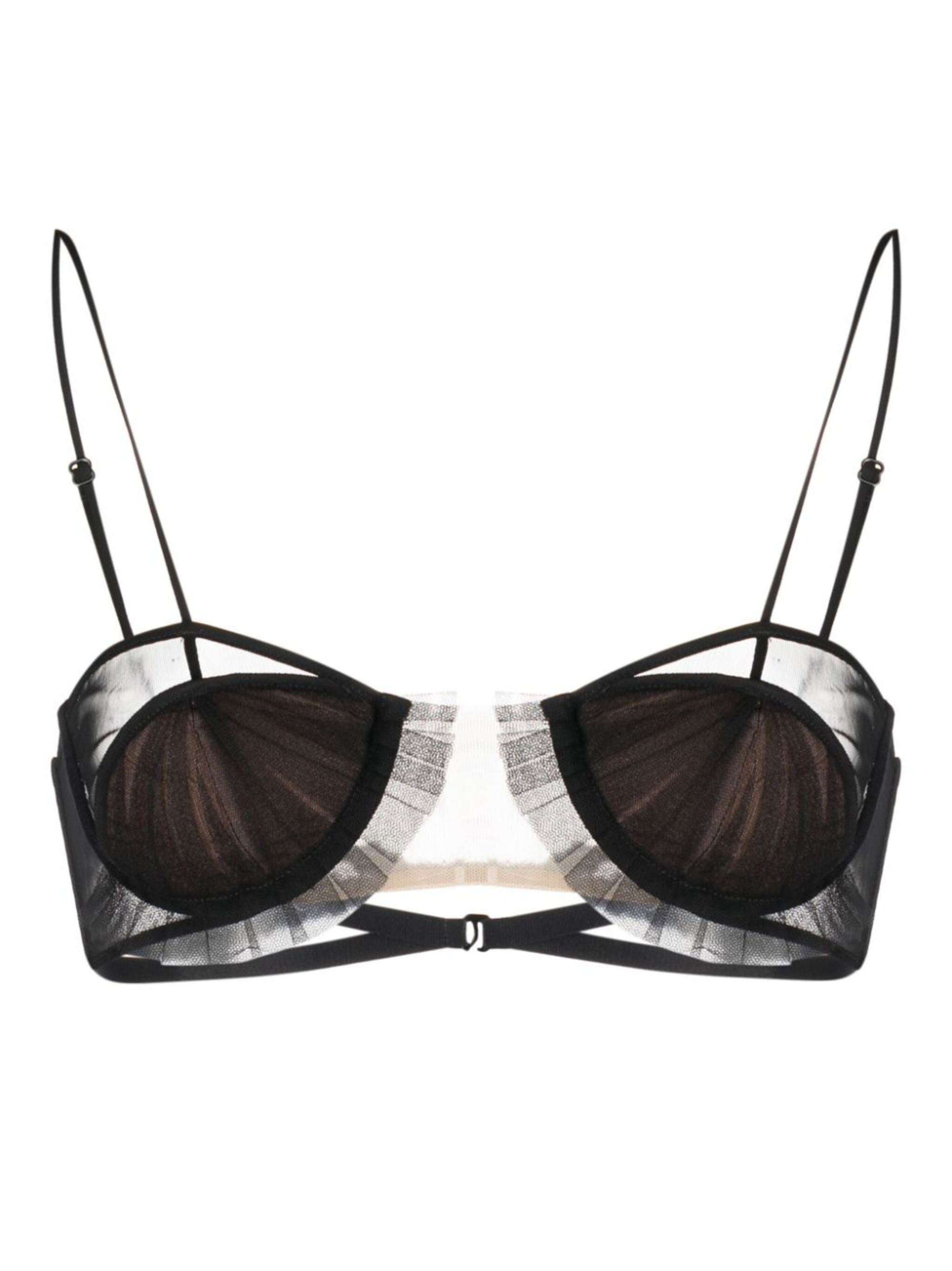 panelled semi-sheer bra - 1