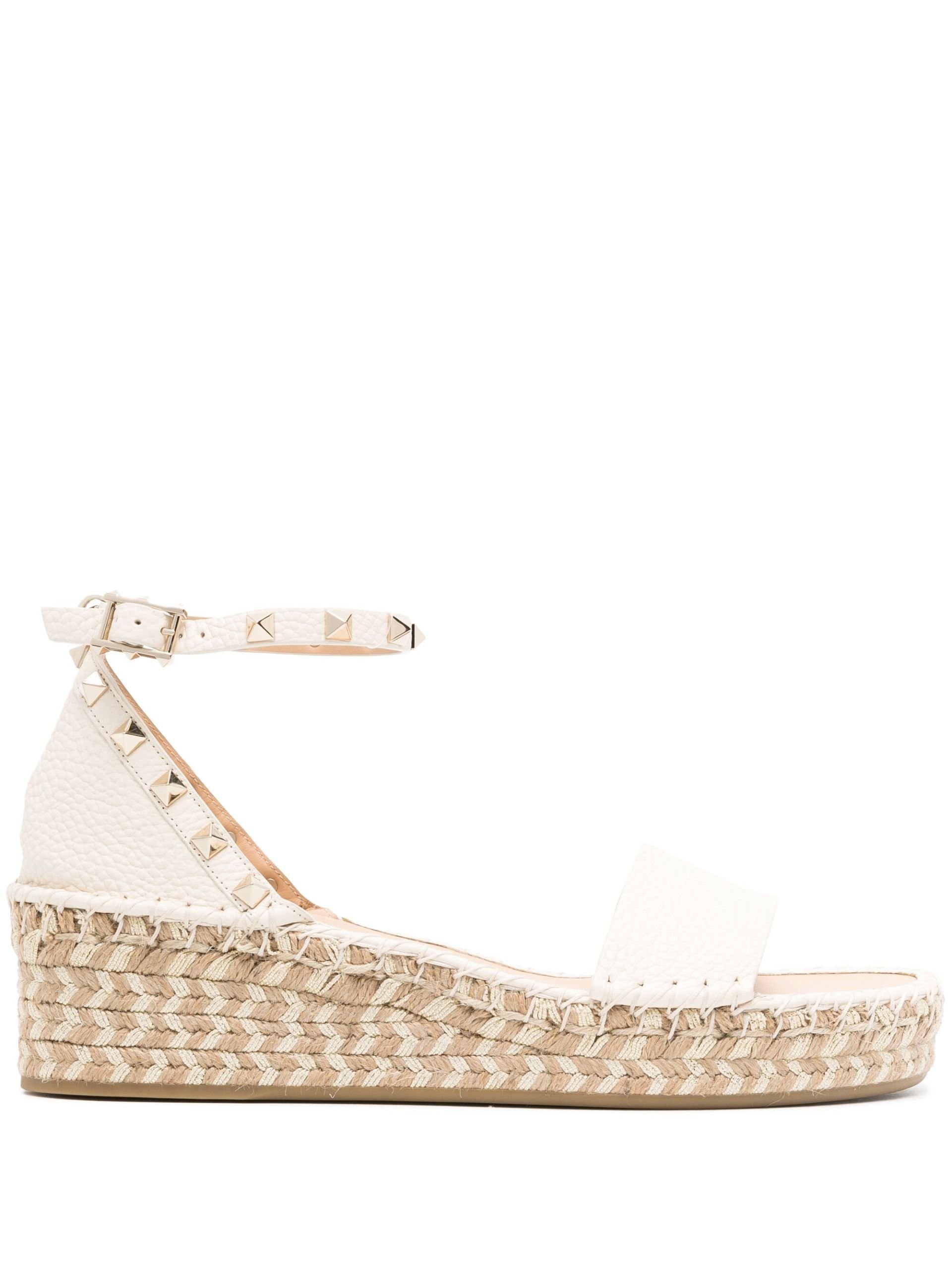 Neutral Rockstud 55 Leather Espadrilles - 1