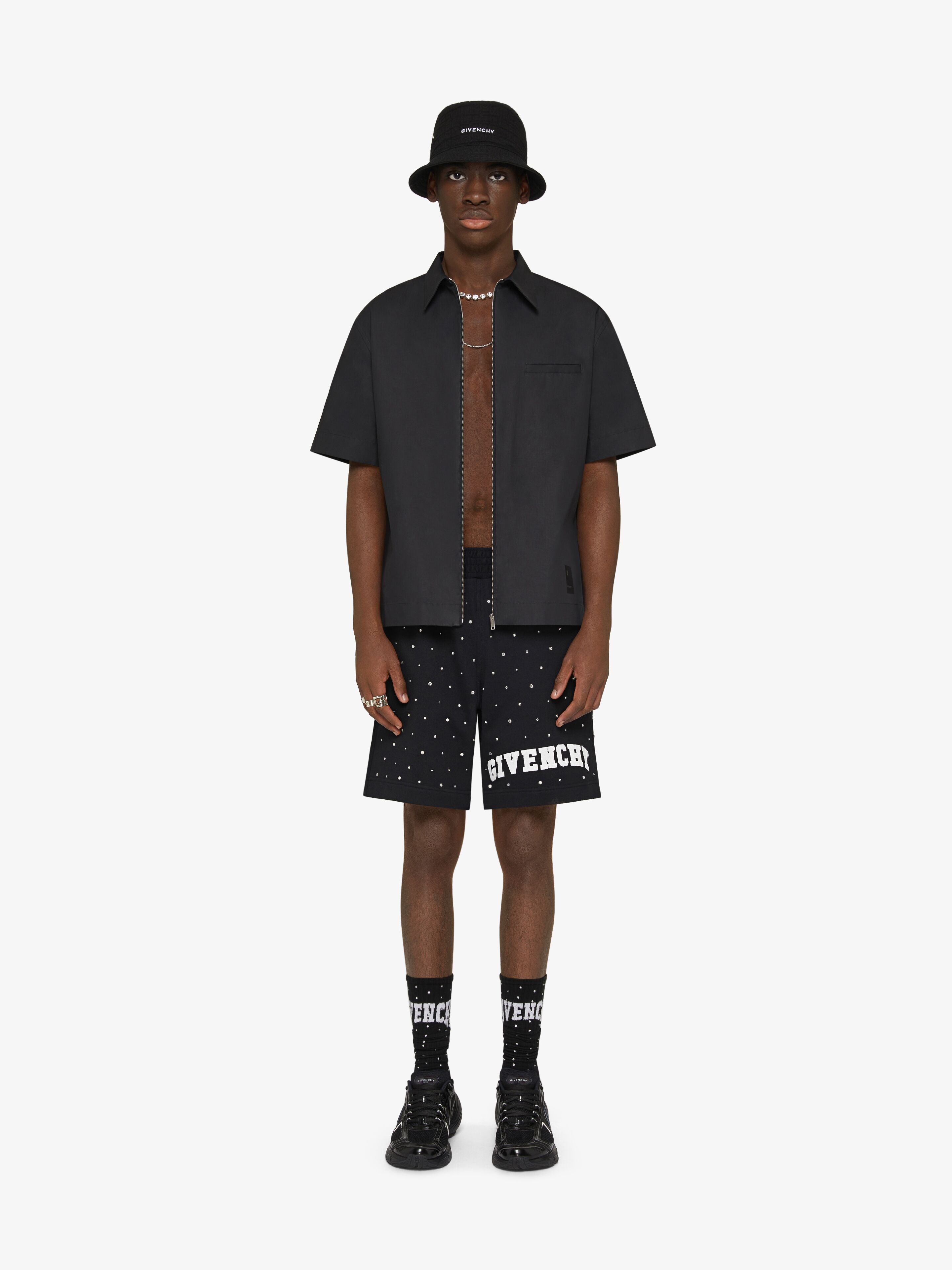 GIVENCHY COLLEGE BERMUDA SHORTS IN FELPA WITH RHINESTONES - 2