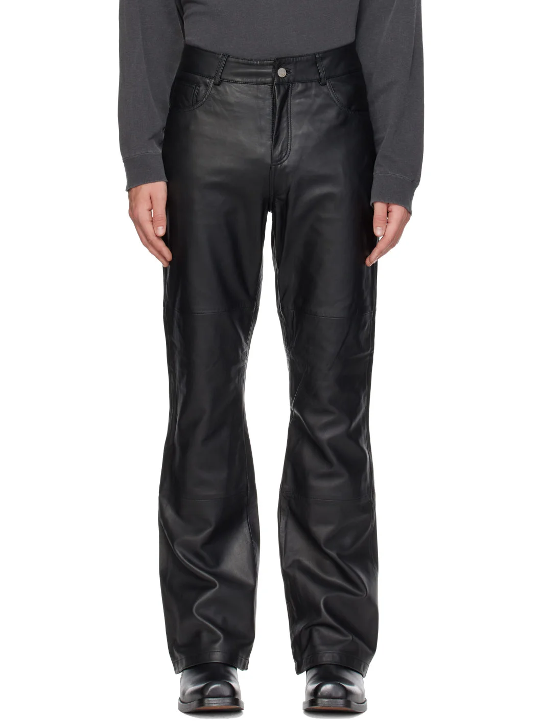 Black Porter Leather Pants - 1