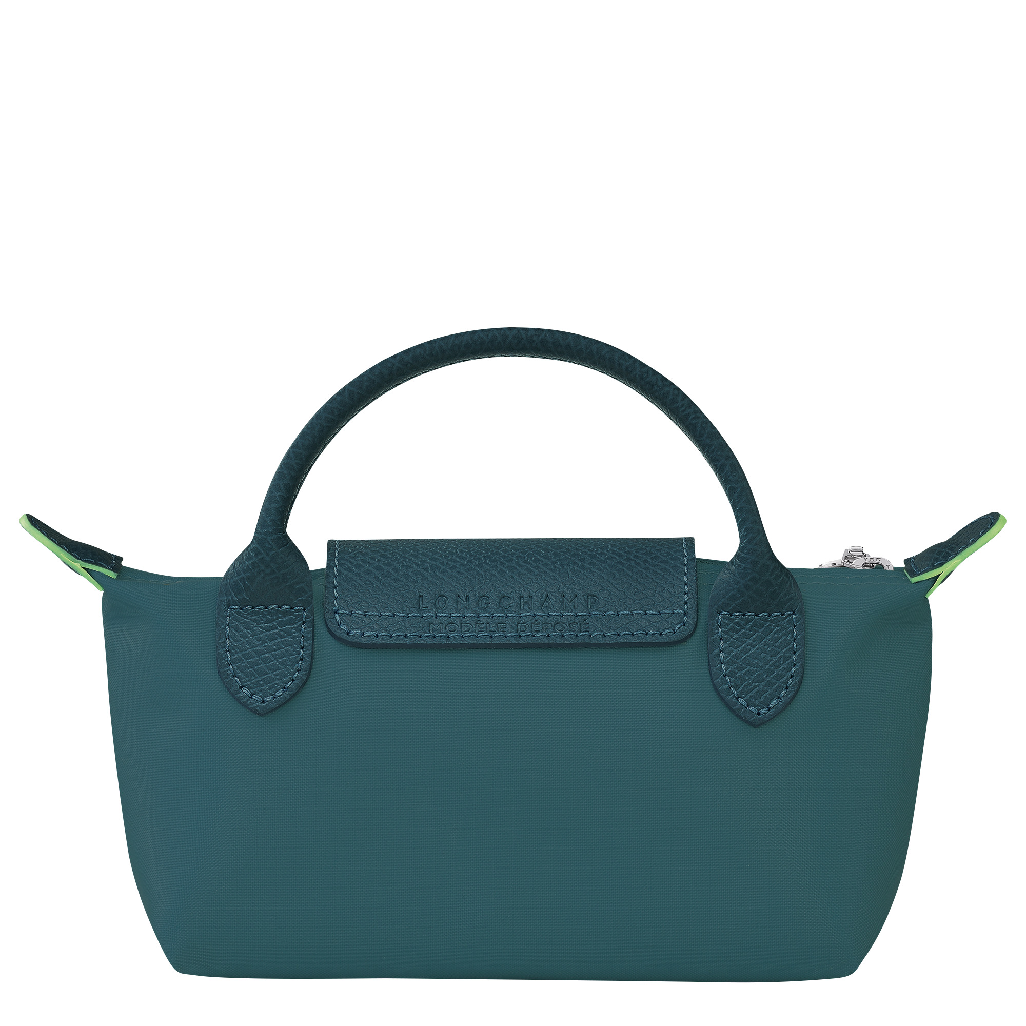 Le Pliage Green Pouch with handle Peacock - Recycled canvas - 3