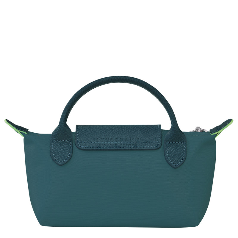 Le Pliage Green Pouch with handle Peacock - Recycled canvas 3