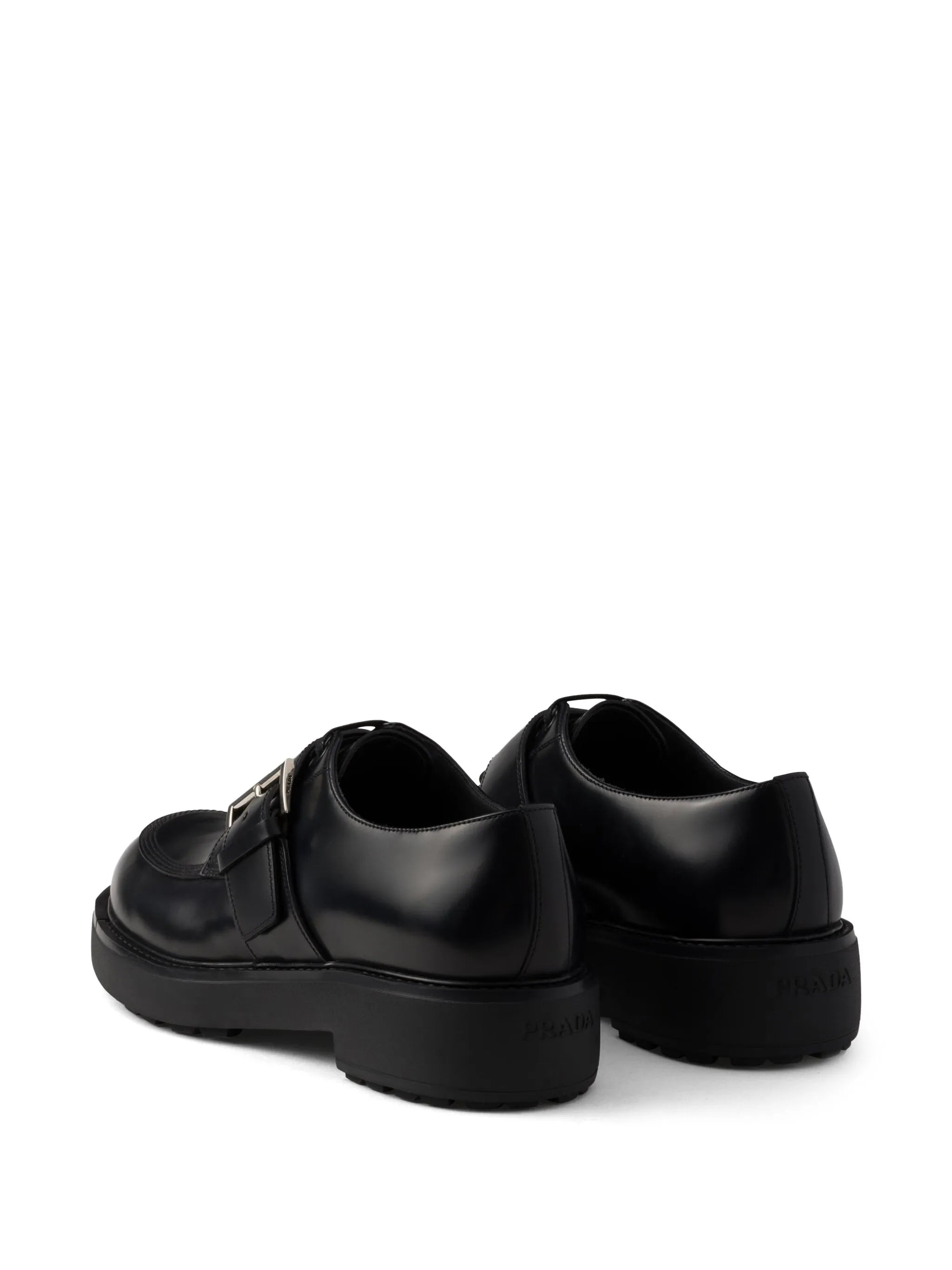 brushed leather buckled derby shoes - 3