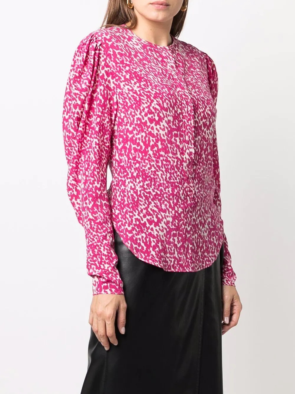 floral-print curved-hem silk blouse - 3