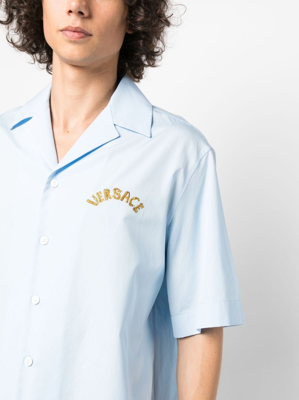 embroidered-logo cotton shirt - 5