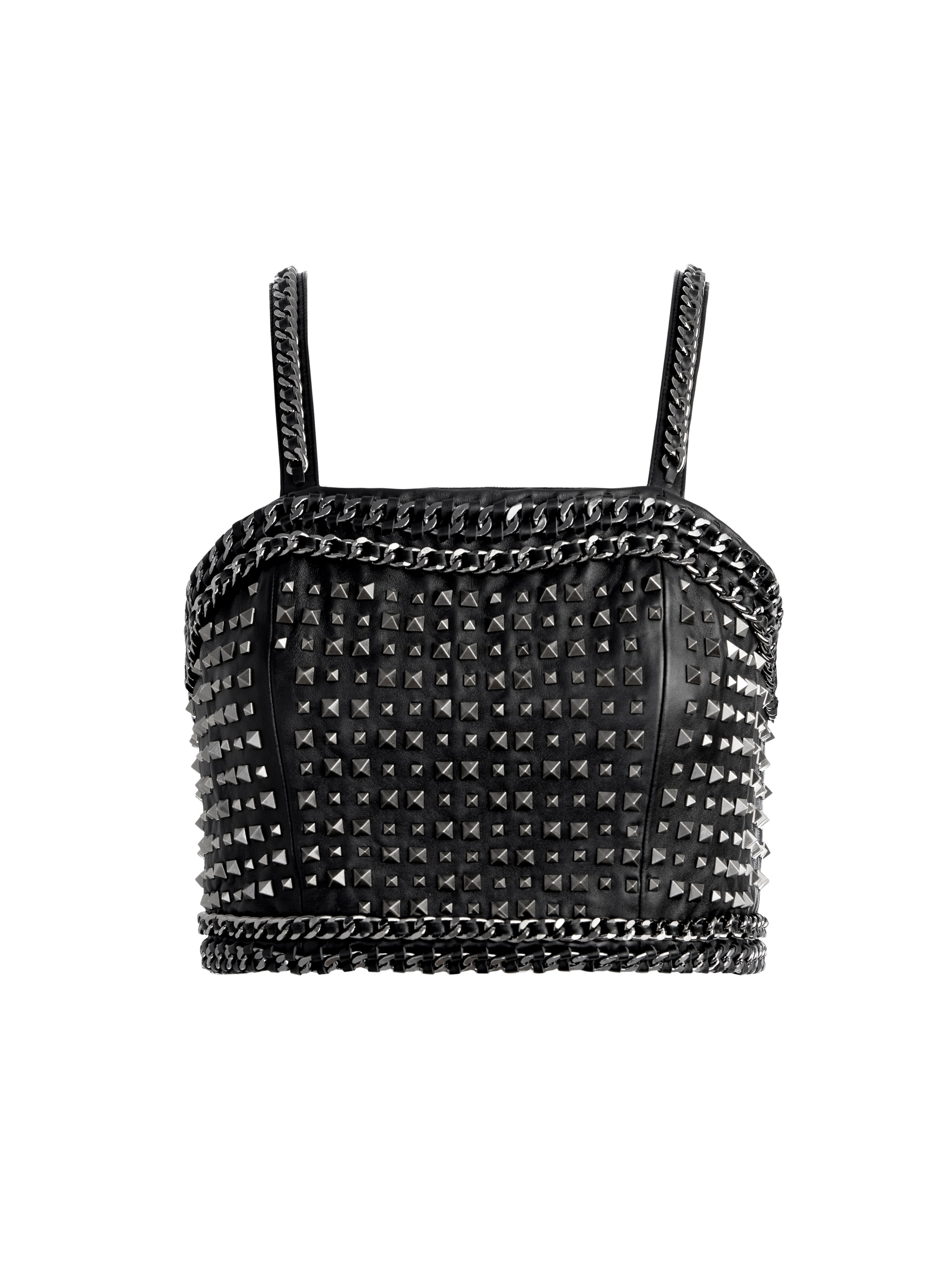 Alice + Olivia CERESI CHAIN STRAP STUDDED TOP | REVERSIBLE