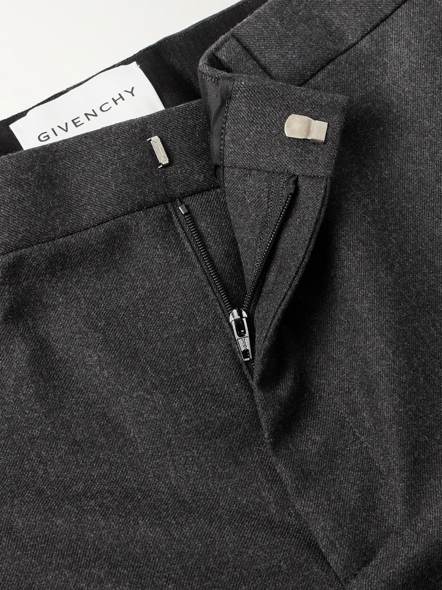 Slim-Fit Straight-Leg Wool-Twill Trousers Gray - 6