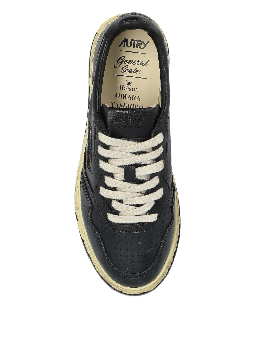 leather distressed-sole sneakers - 3