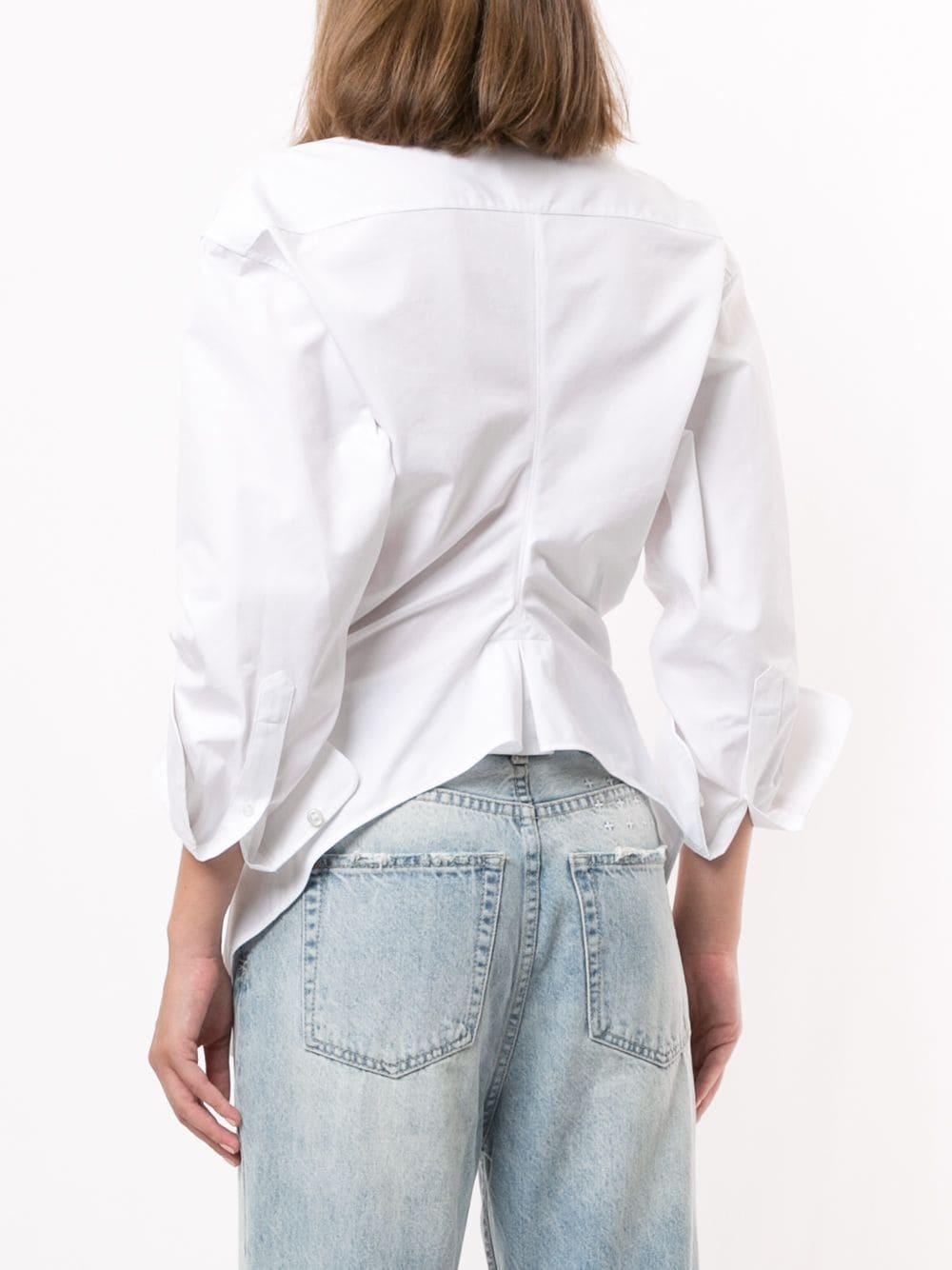 gathered-embellished poplin shirt - 4