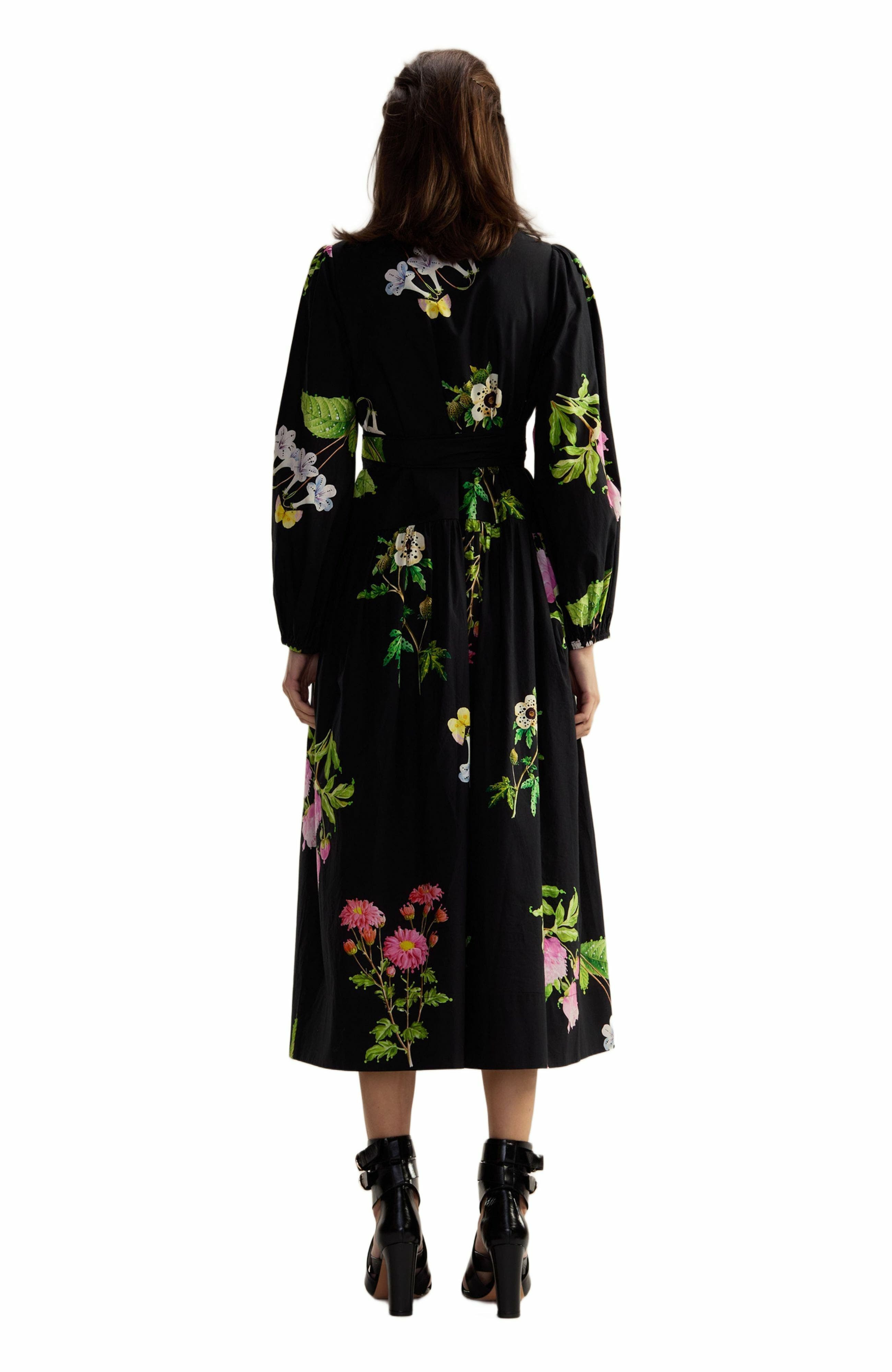 Cynthia Rowley COTTON SATEEN SHIRT DRESS in Black Floral at Nordstrom - 3