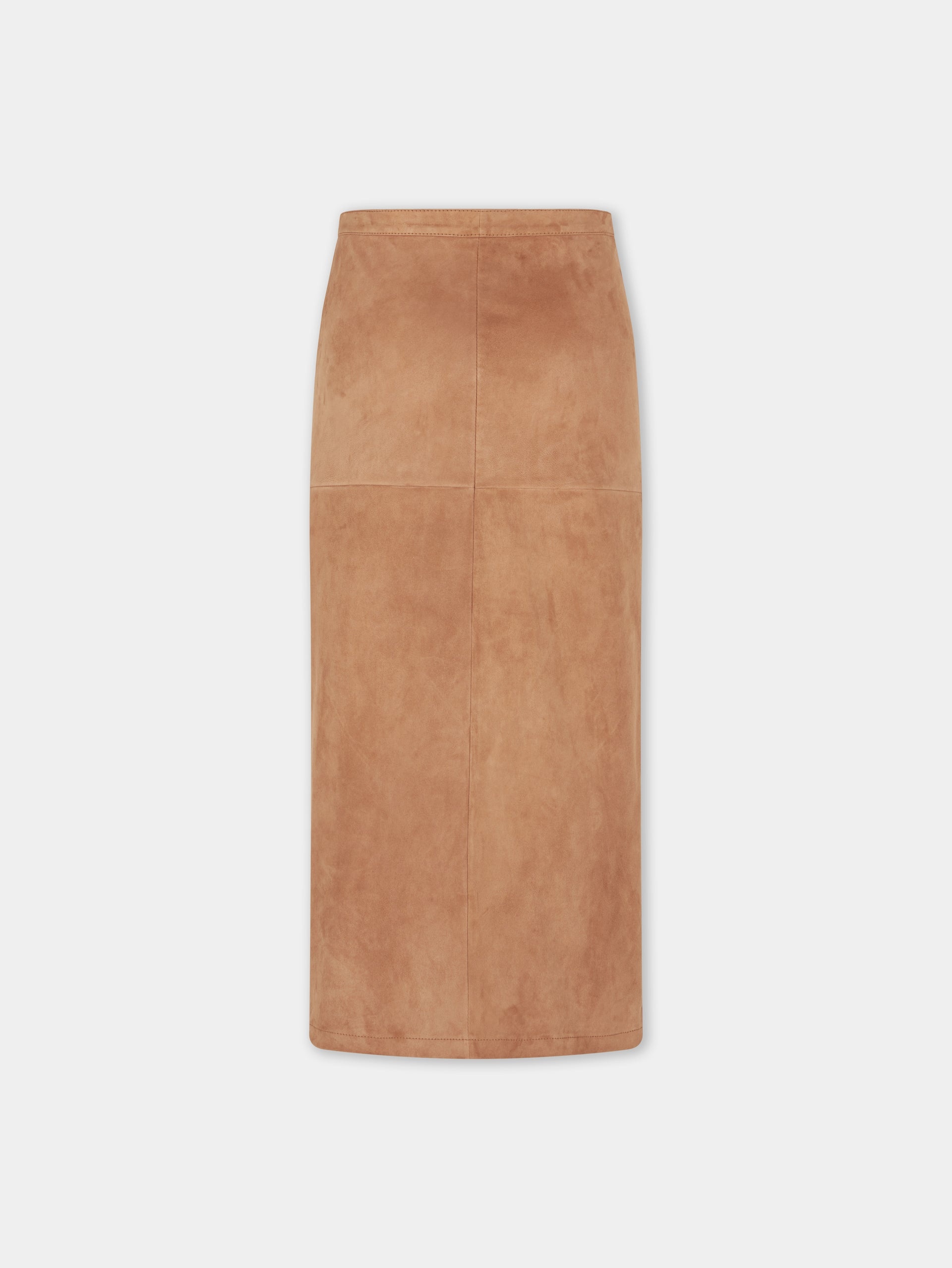CARAMEL LONG DRAPED SKIRT IN LEATHER - 8