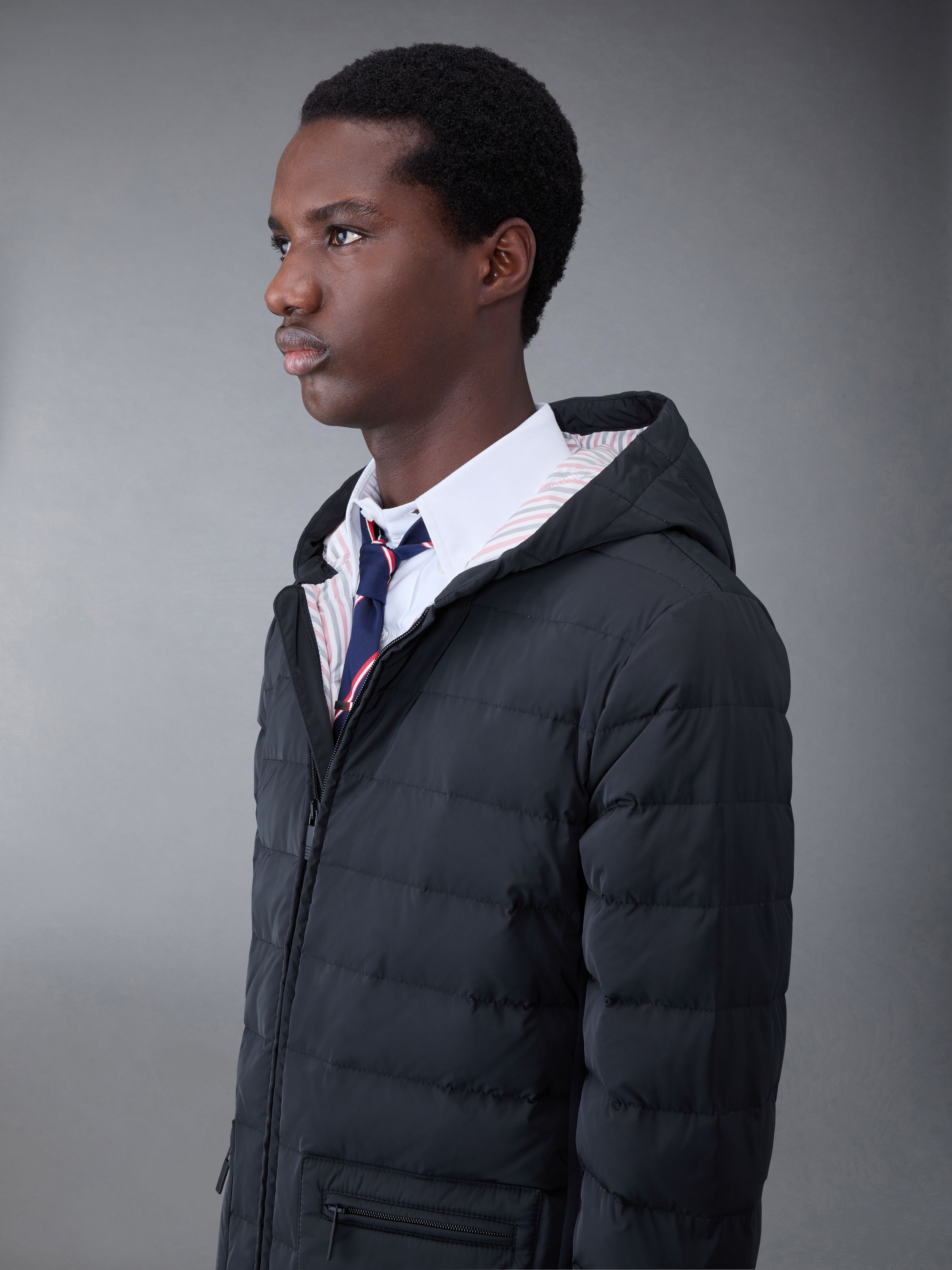 Poly Twill Rib 4-Bar Down Hooded Jacket - 4