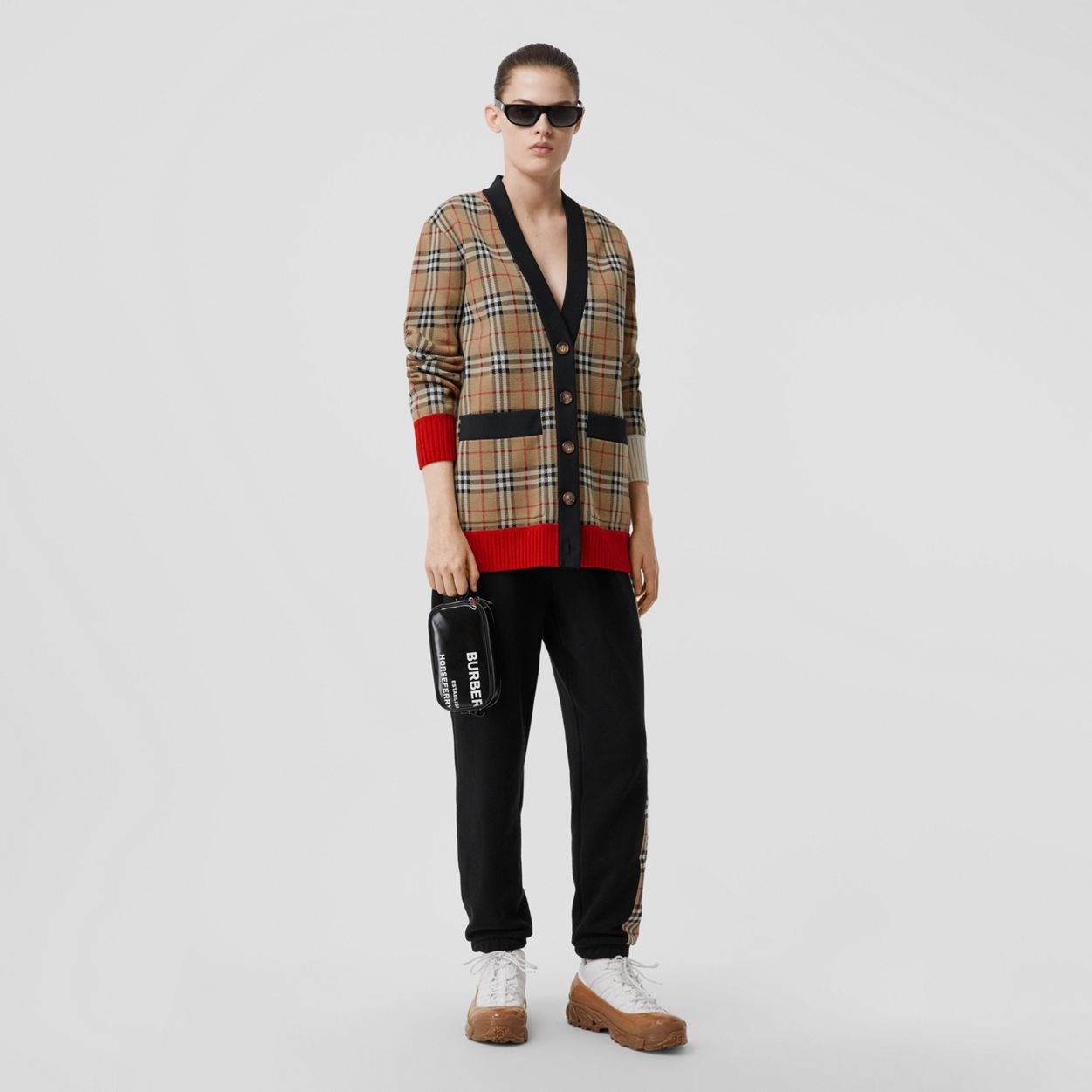 Vintage Check Merino Wool Blend Jacquard Cardigan - 2