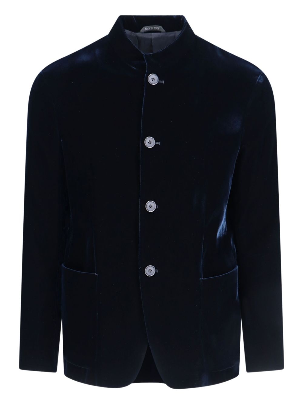 velvet mandarin-collar blazer - 1