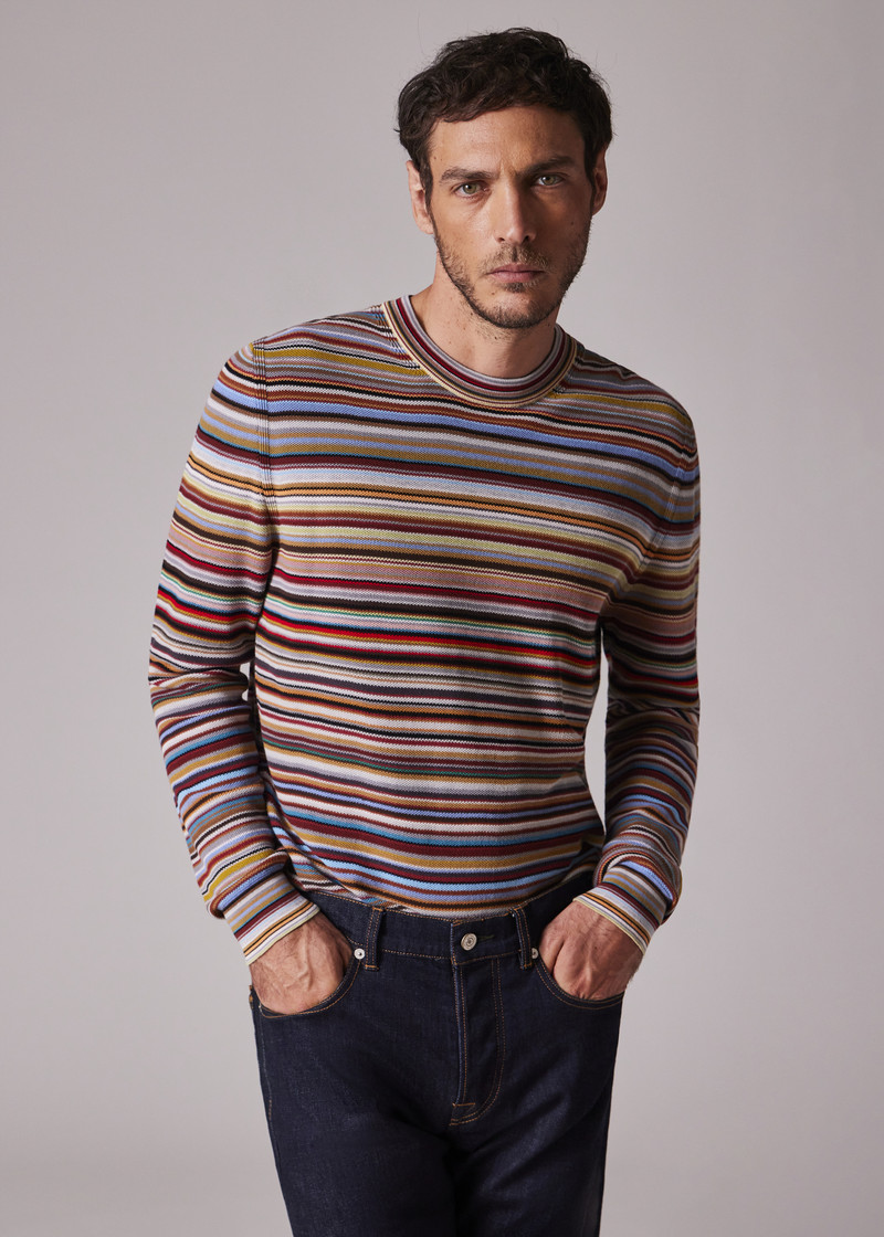 Cotton 'Signature Stripe' Crew Neck Knitted Sweater 4