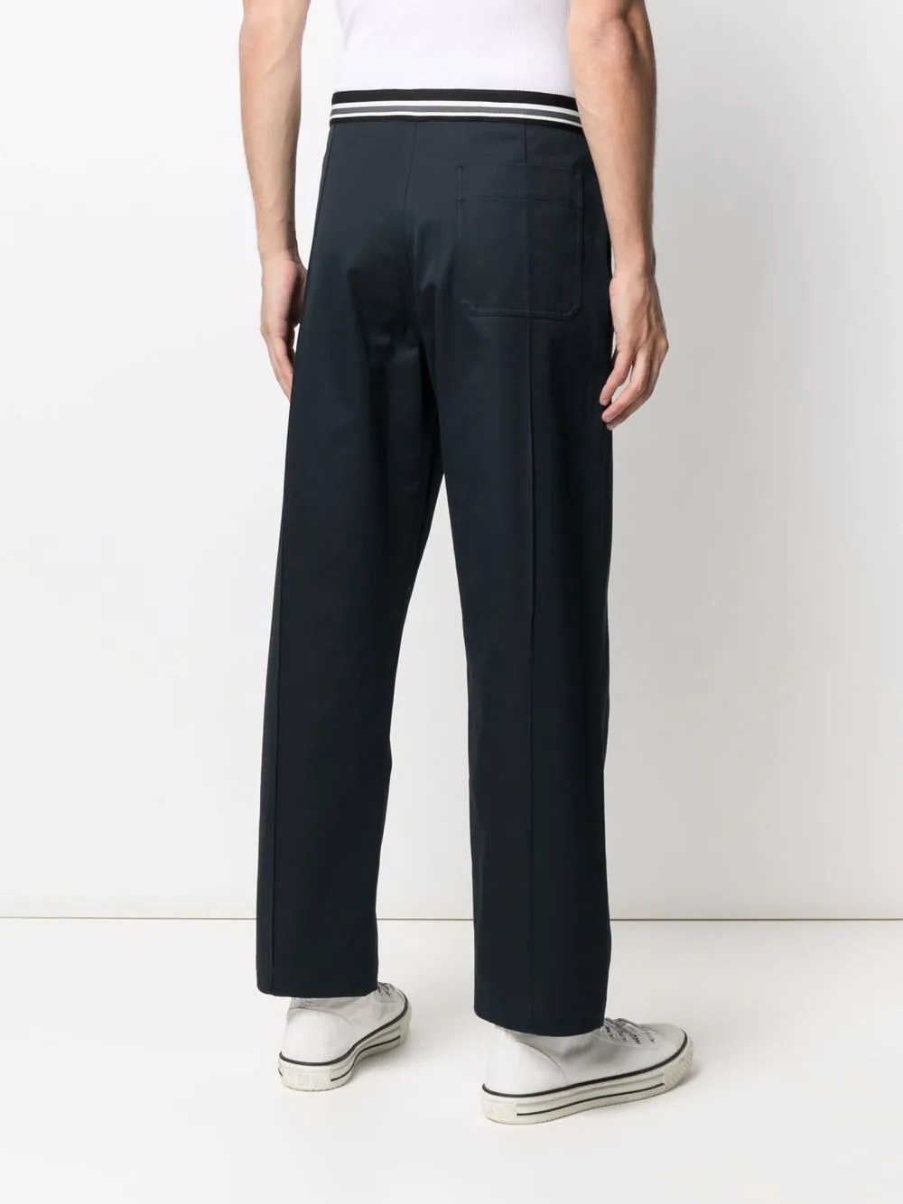 striped-waistband straight-leg trousers - 4