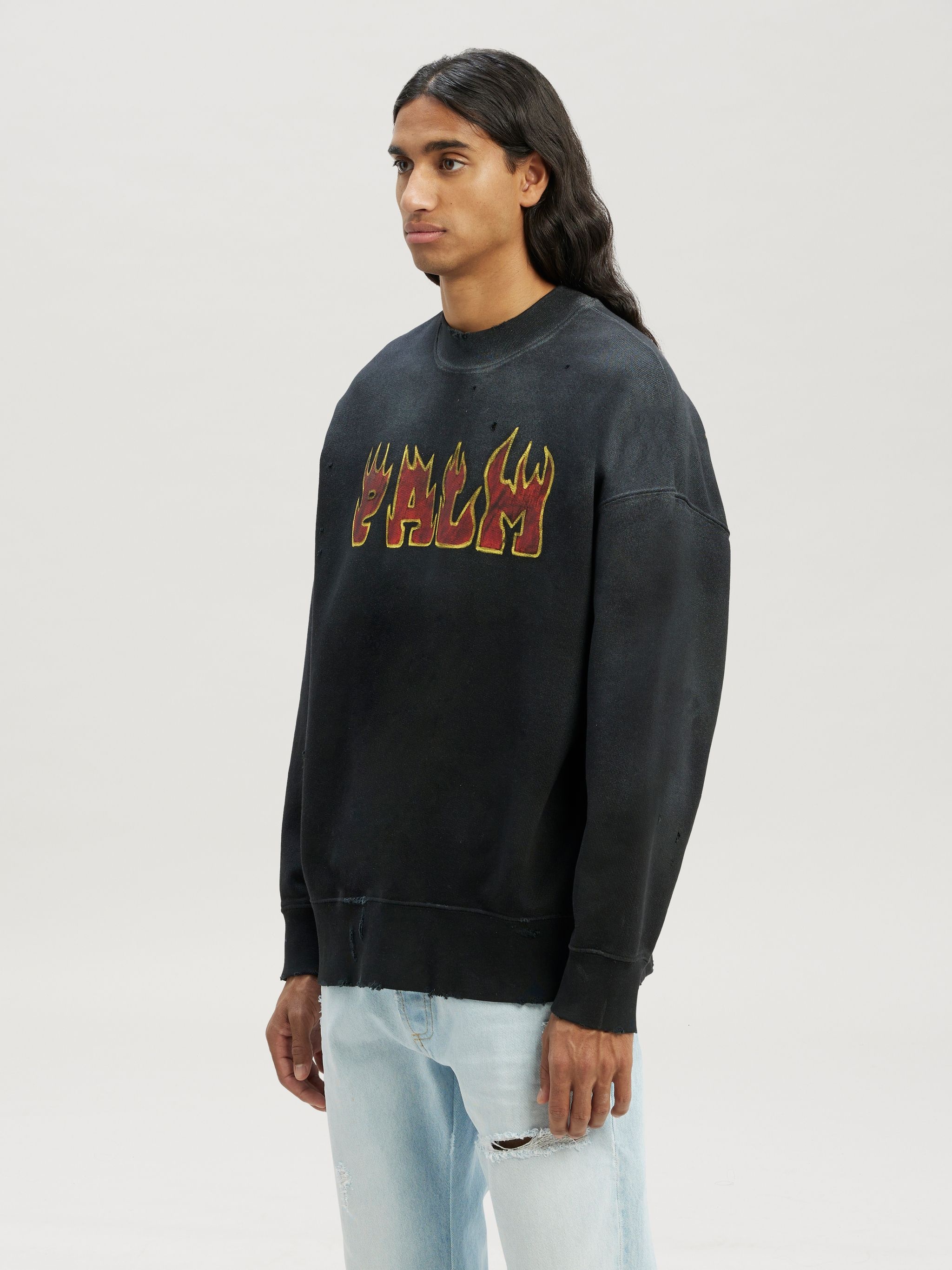 トップス Palm Angels / LOGO FLAMES VINT CREW Palm Angels Logo Flames Vint Crew | REVERSIBLE