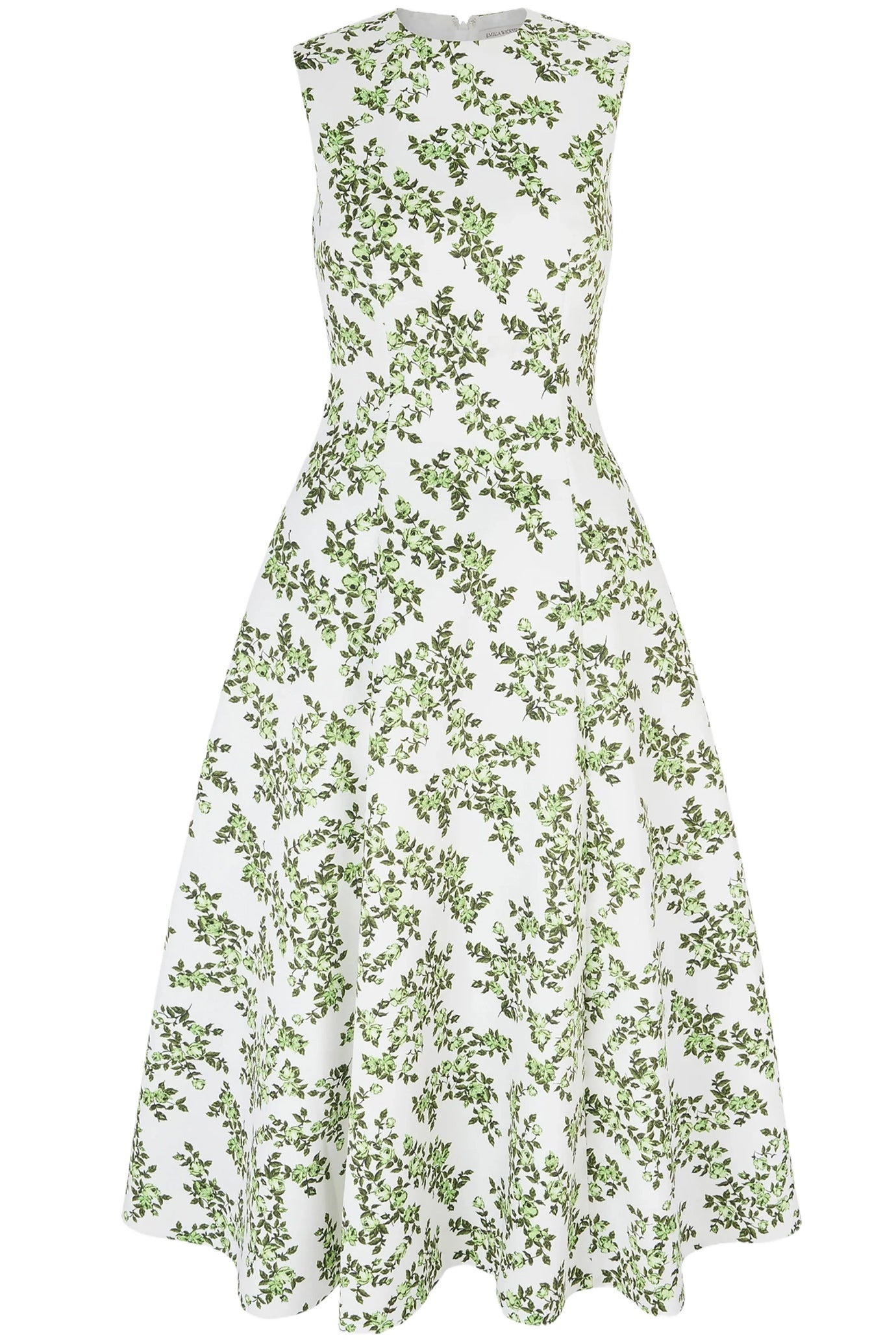 MARA DRESS BLUE ROSE ON WHITE TAFFETA FAILLE - 1