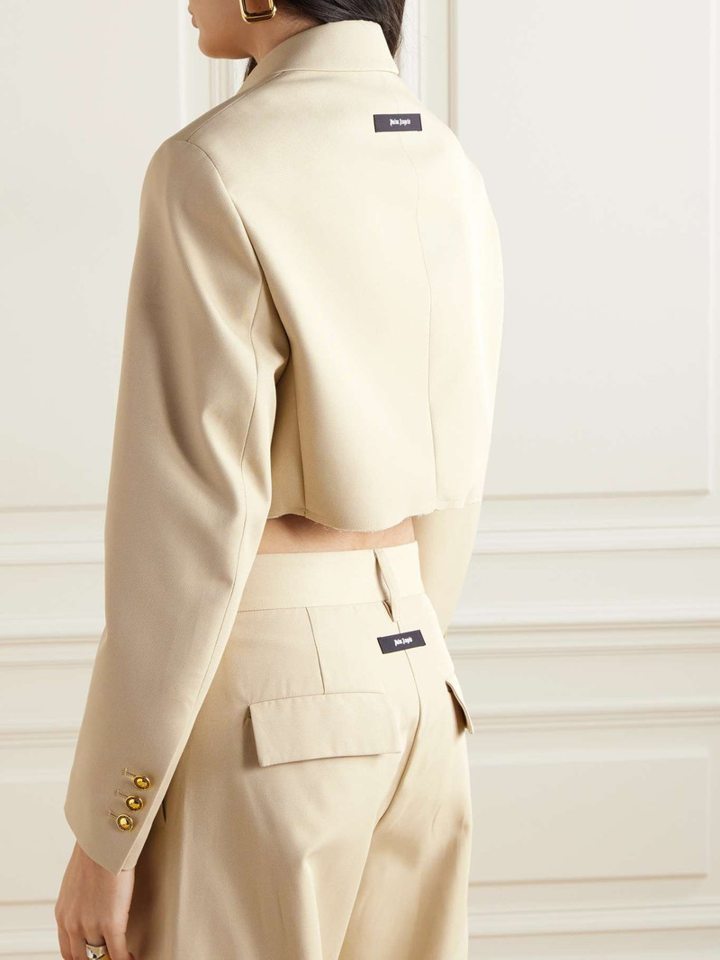 Double-breasted cropped twill blazer 3